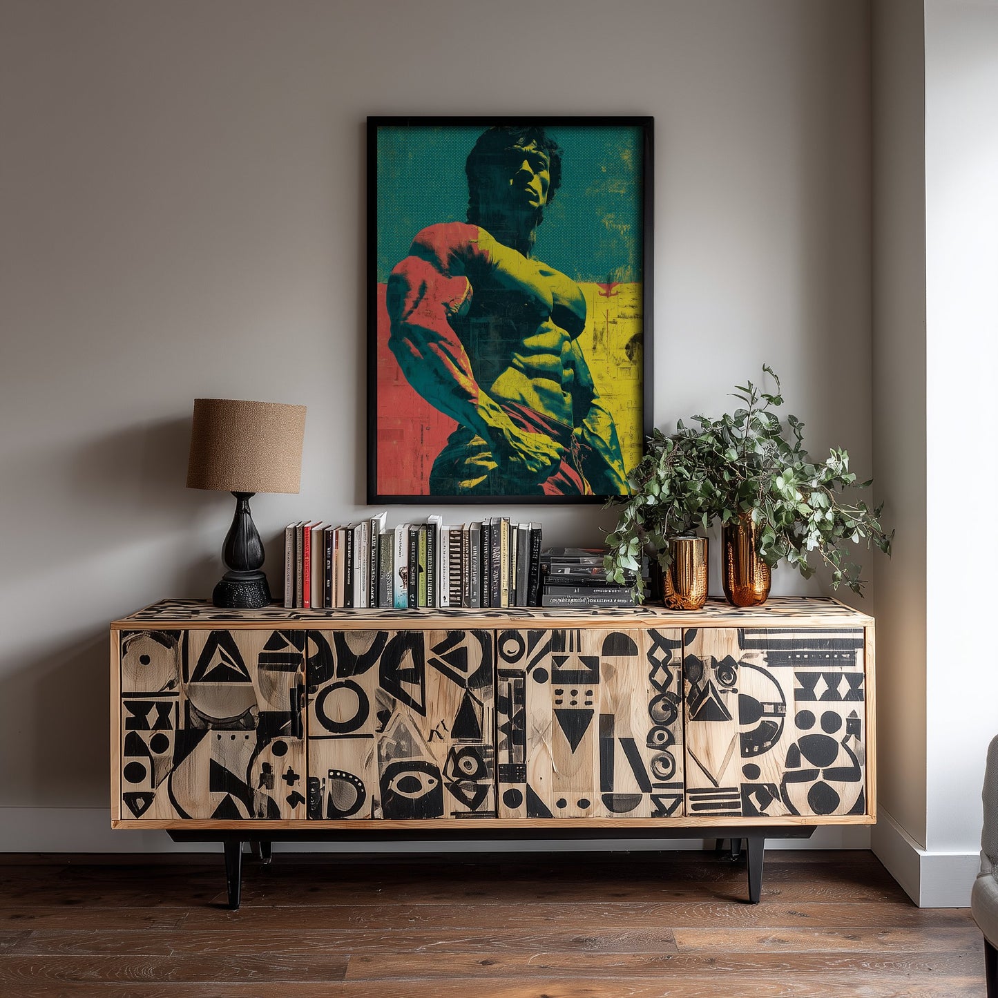Vintage Bodybuilder Art Print - Muscular Male Physique Poster - Bold Pop Art Fitness Illustration - Gym Wall Art V2 3/3