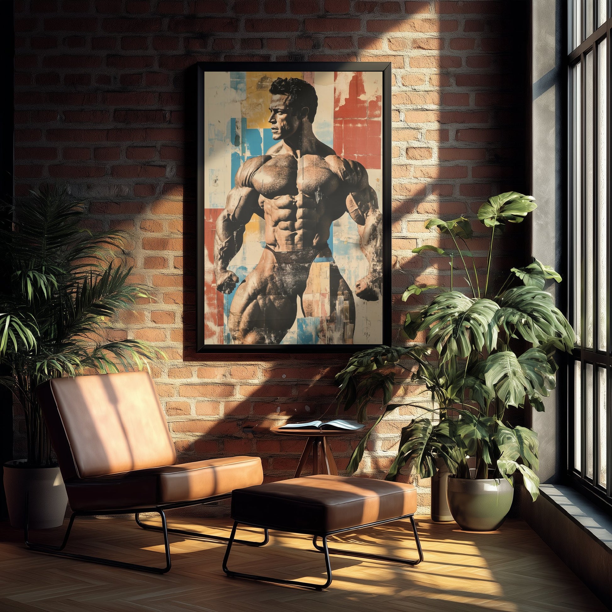 Vintage Bodybuilder Print - Muscular Male Physique Poster - Bold Retro Fitness Illustration - Gym Wall Art V3 3/3