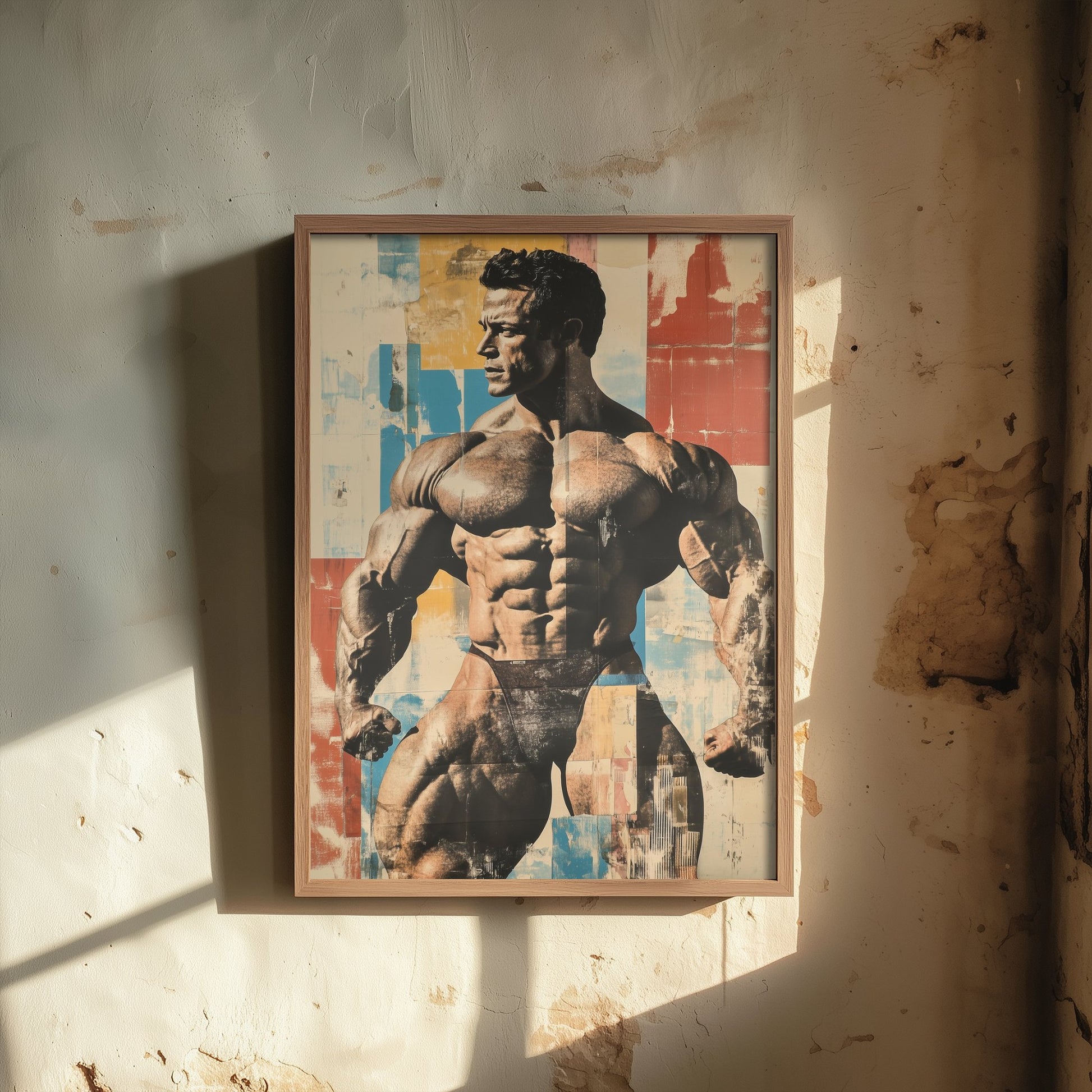 Vintage Bodybuilder Print - Muscular Male Physique Poster - Bold Retro Fitness Illustration - Gym Wall Art V3 3/3