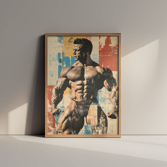 Vintage Bodybuilder Print - Muscular Male Physique Poster - Bold Retro Fitness Illustration - Gym Wall Art V3 3/3