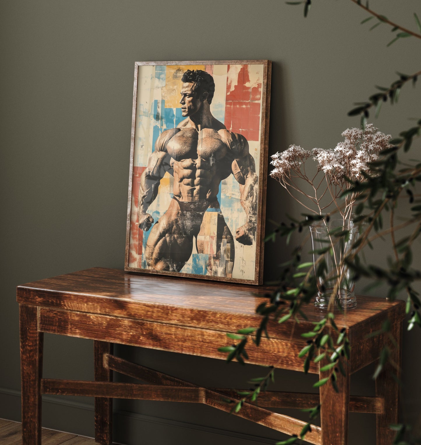 Vintage Bodybuilder Print - Muscular Male Physique Poster - Bold Retro Fitness Illustration - Gym Wall Art V3 3/3
