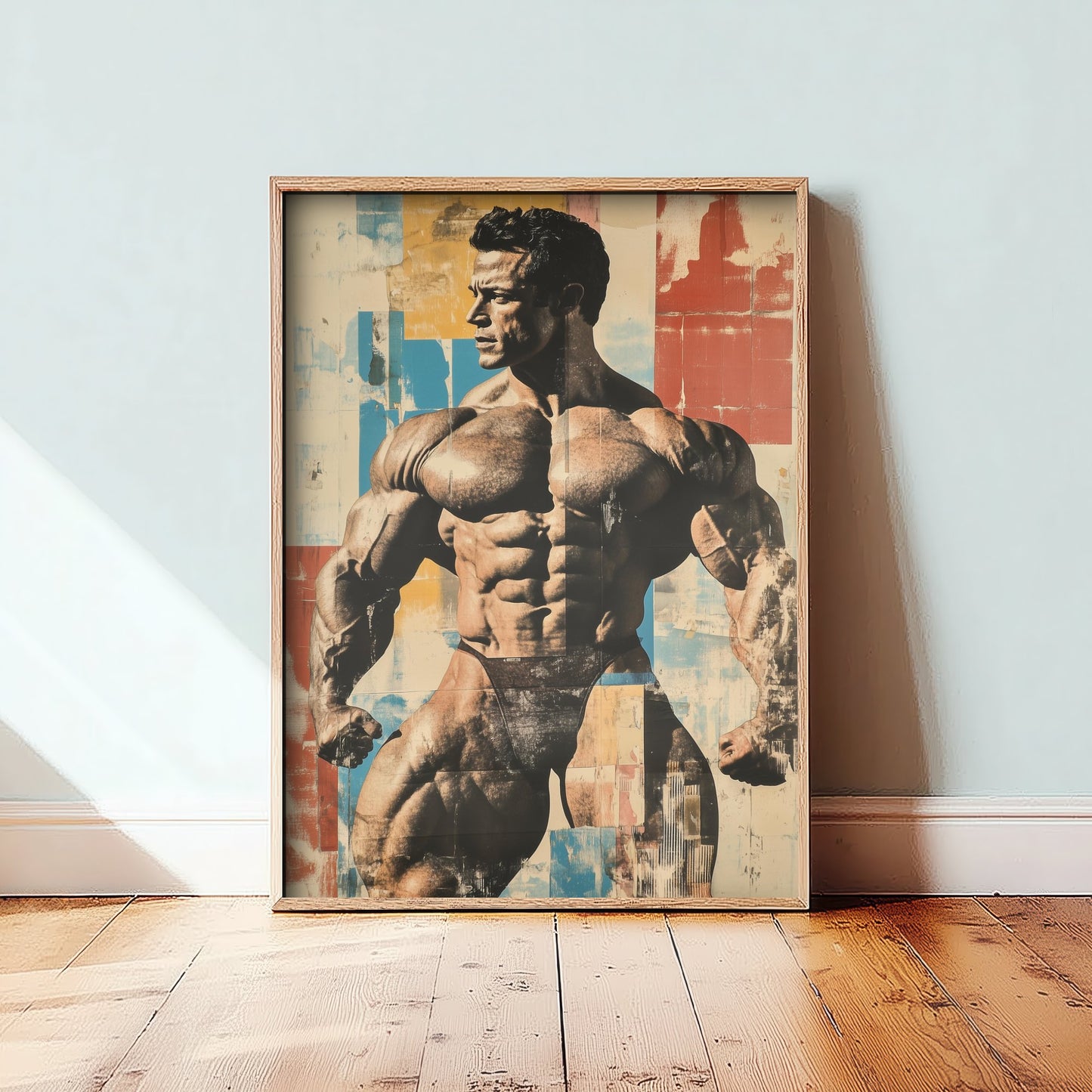 Vintage Bodybuilder Print - Muscular Male Physique Poster - Bold Retro Fitness Illustration - Gym Wall Art V3 3/3