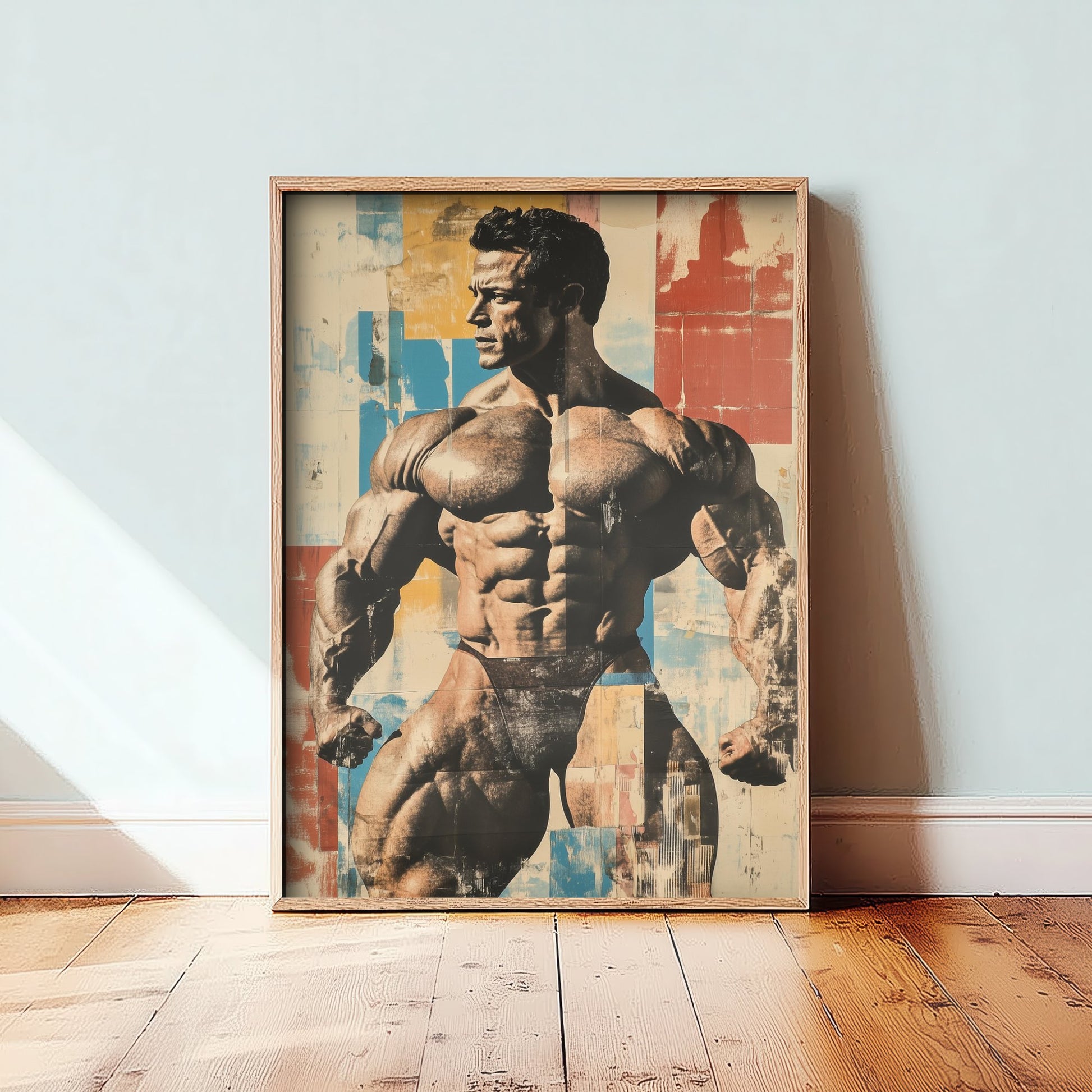 Vintage Bodybuilder Print - Muscular Male Physique Poster - Bold Retro Fitness Illustration - Gym Wall Art V3 3/3
