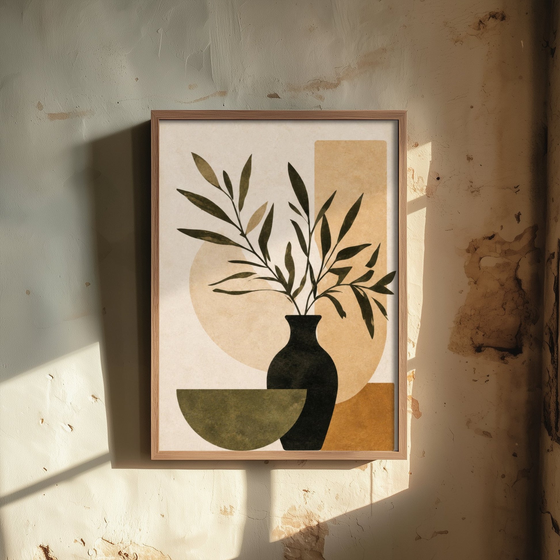 Boho Botanical Art Print - Vase & Branches Poster - Minimalist Earth Tone Illustration - Wall Decor V1 3/3