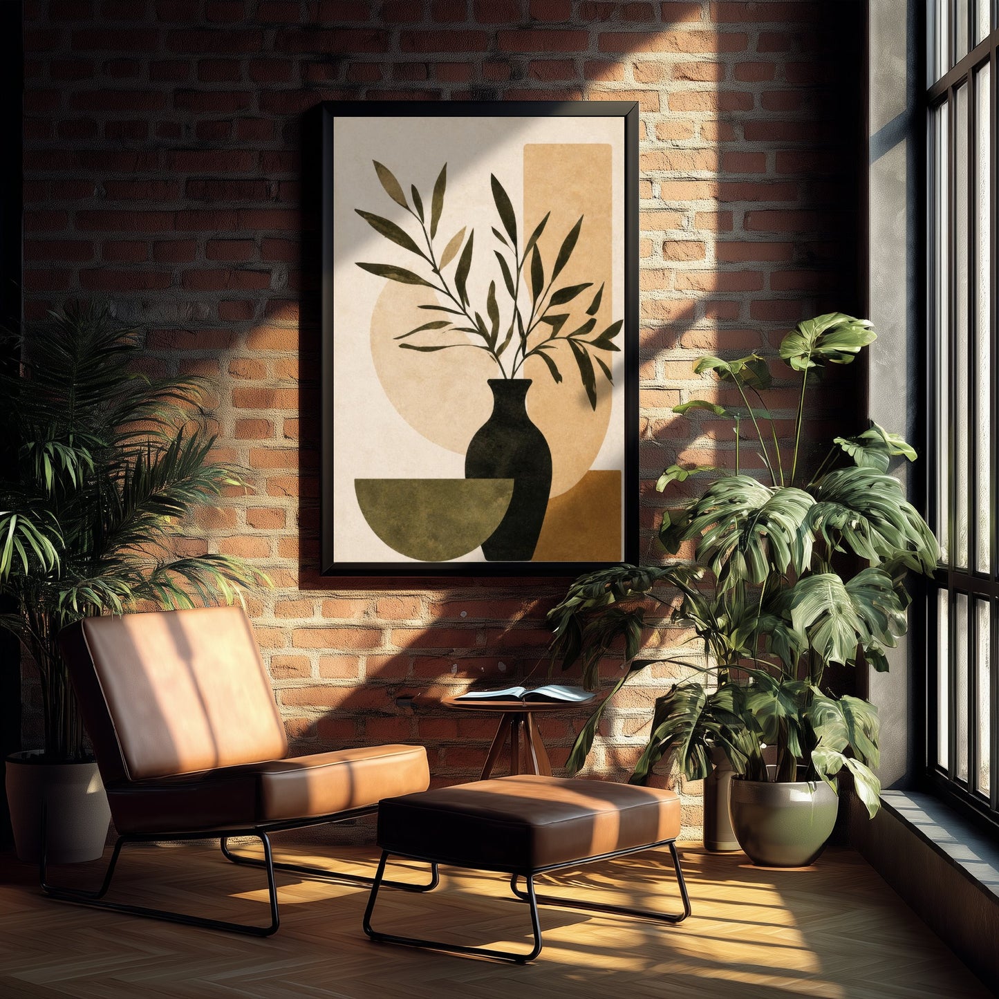 Boho Botanical Art Print - Vase & Branches Poster - Minimalist Earth Tone Illustration - Wall Decor V1 3/3