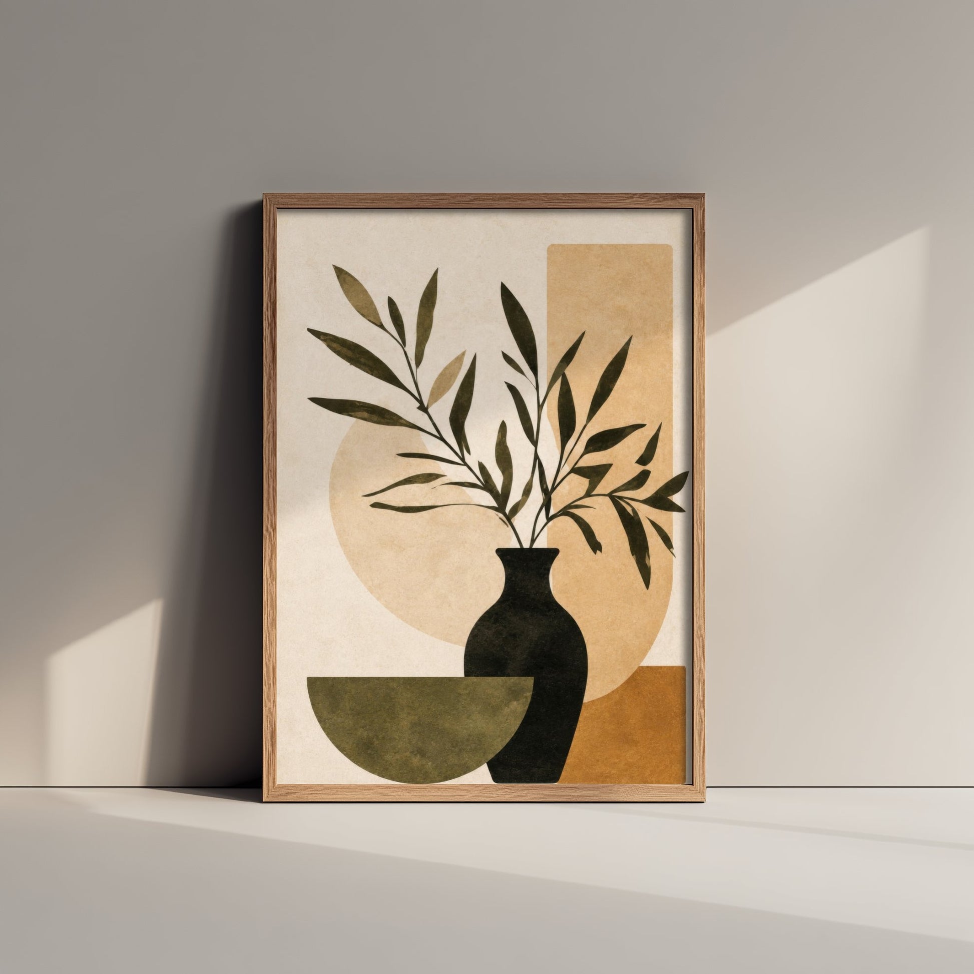 Boho Botanical Art Print - Vase & Branches Poster - Minimalist Earth Tone Illustration - Wall Decor V1 3/3