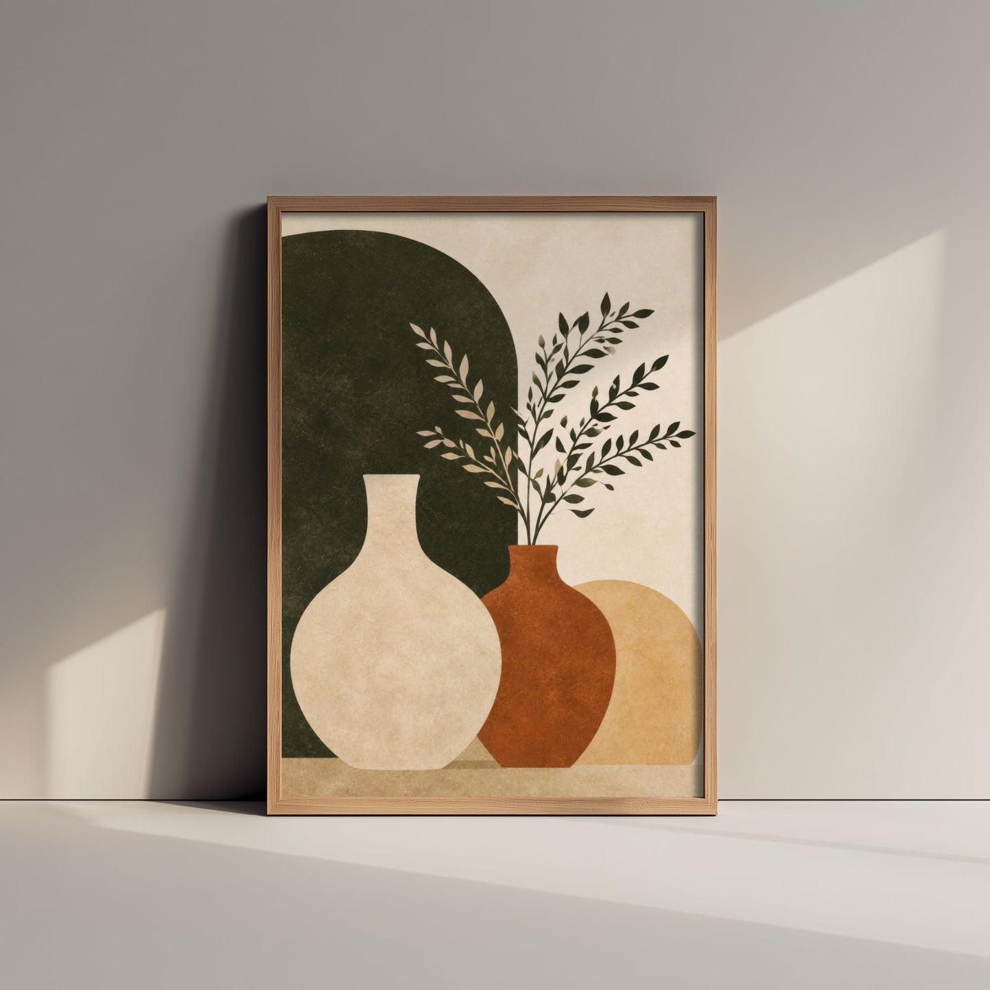 Boho Botanical Art Print - Vases & Branches Poster - Minimalist Earth Tone Illustration - Wall Decor V2 1/3