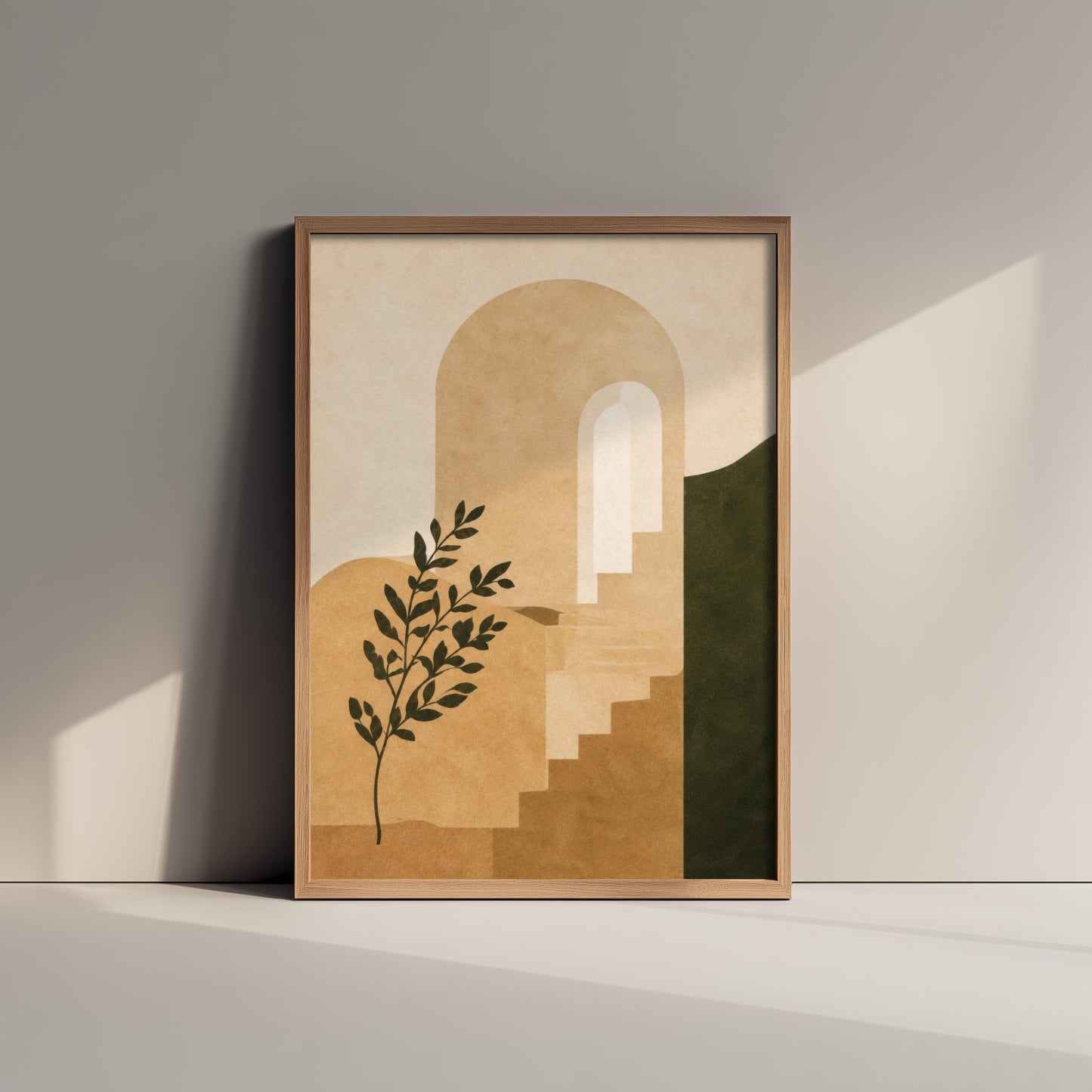 Boho Arch Art Print - Earth Tone Doorway & Steps Poster - Minimalist Abstract Illustration - Wall Decor V2 2/3
