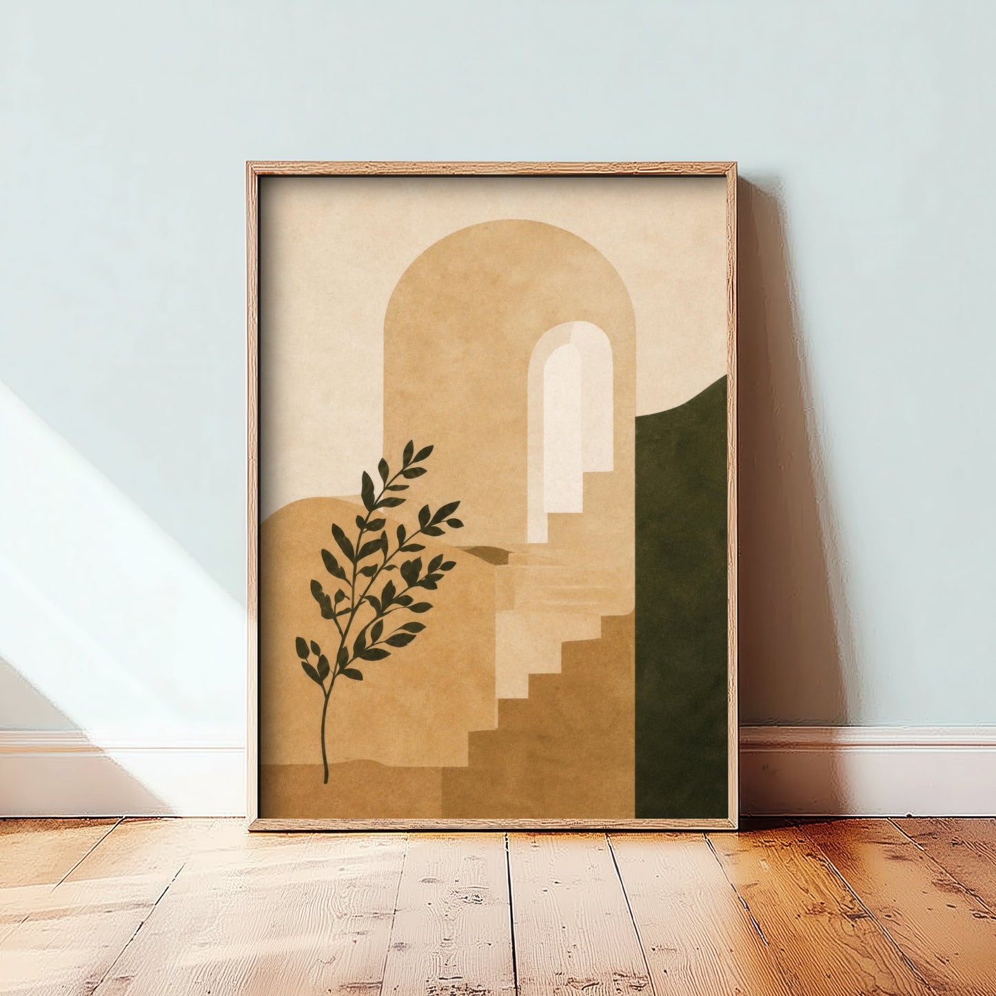 Boho Arch Art Print - Earth Tone Doorway & Steps Poster - Minimalist Abstract Illustration - Wall Decor V2 2/3