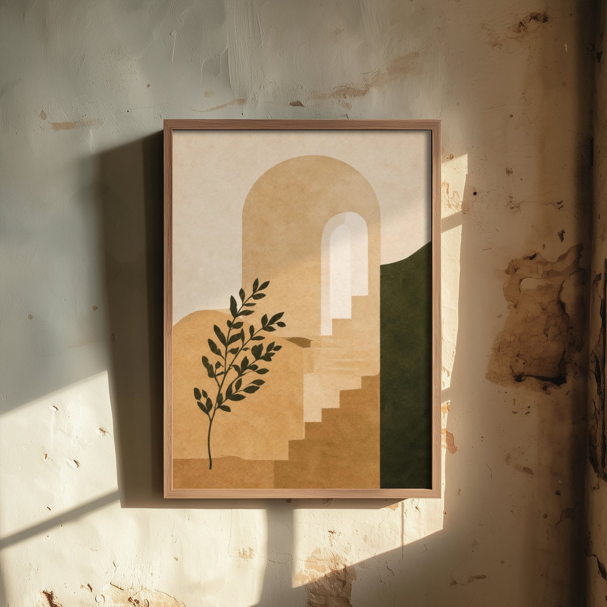 Boho Arch Art Print - Earth Tone Doorway & Steps Poster - Minimalist Abstract Illustration - Wall Decor V2 2/3