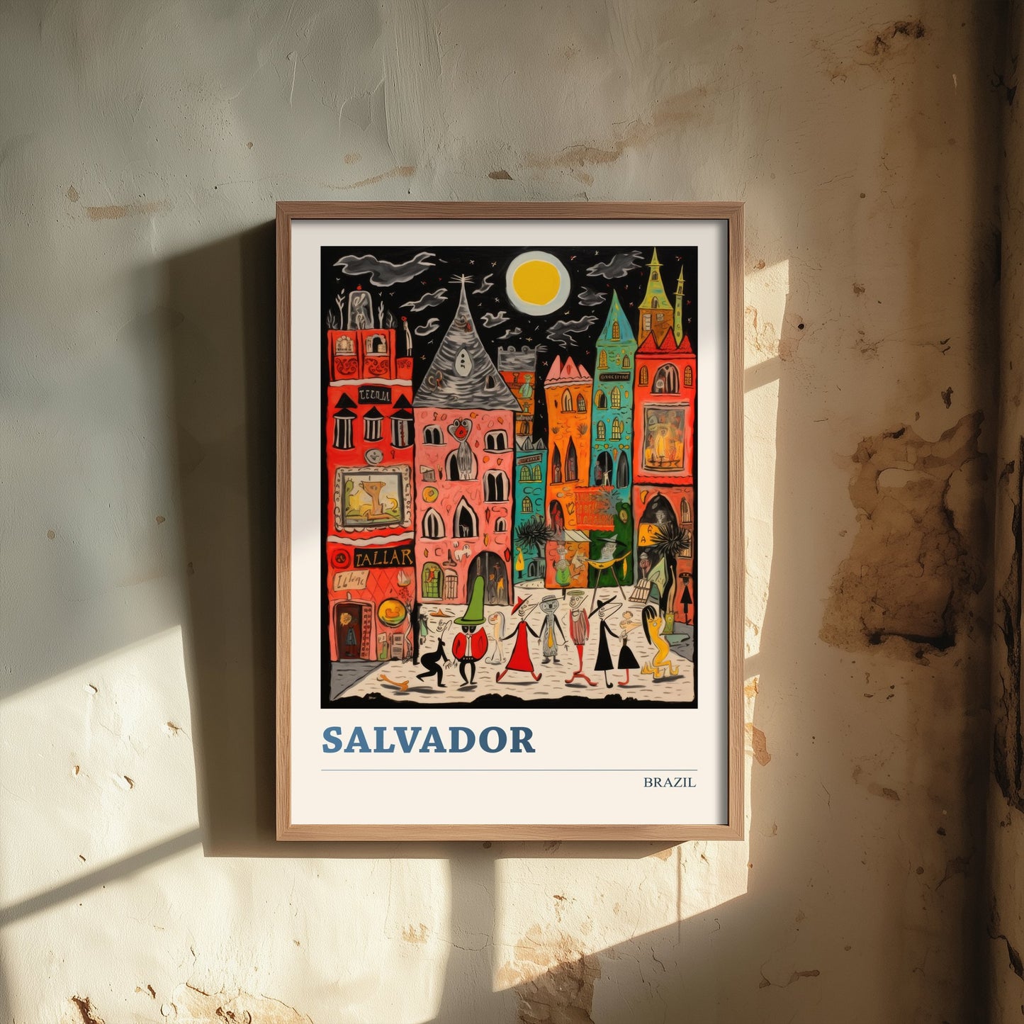 Salvador Travel Poster - Brazil Art Print - Vibrant Folk Art Illustration - Colourful Old Town 2/3