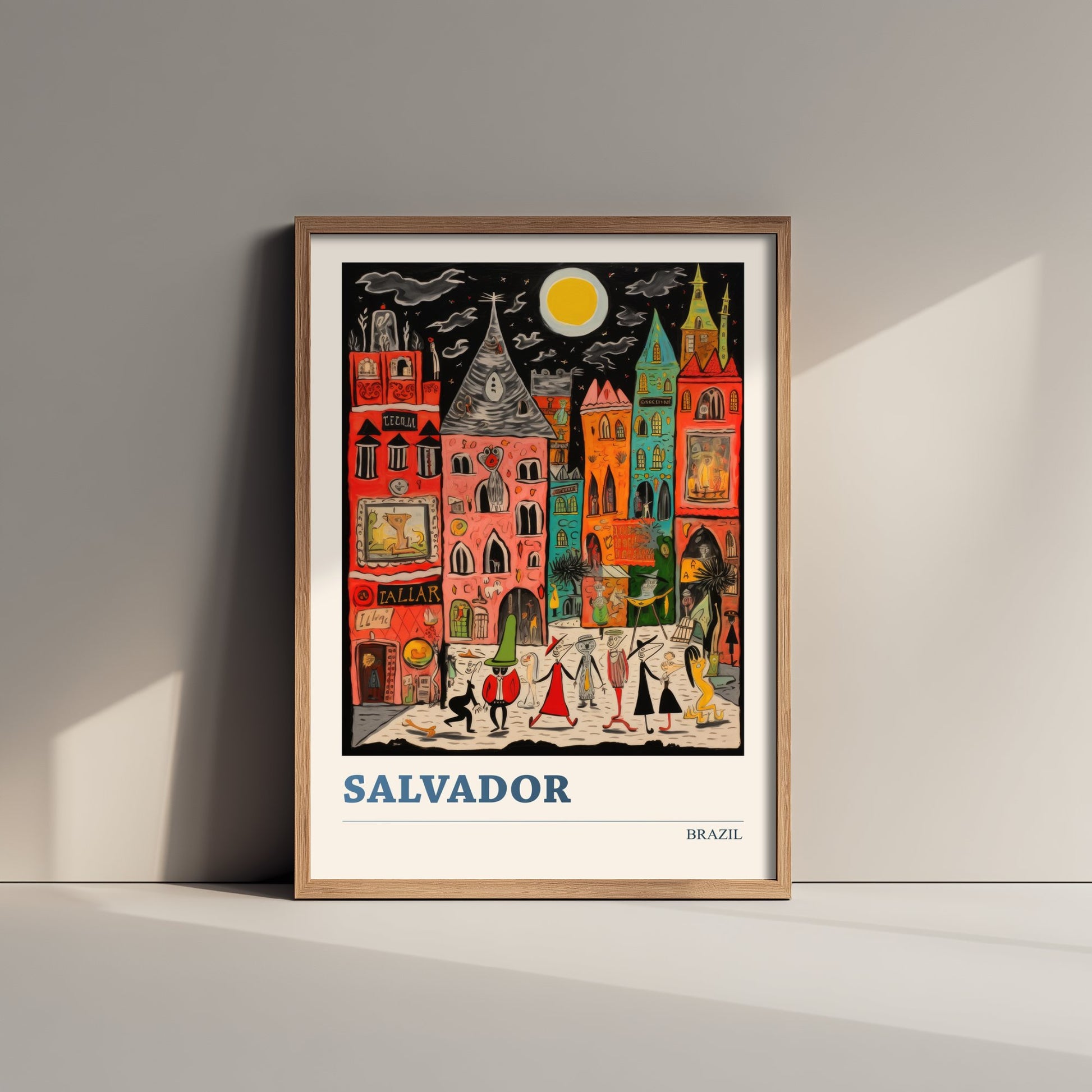 Salvador Travel Poster - Brazil Art Print - Vibrant Folk Art Illustration - Colourful Old Town 2/3