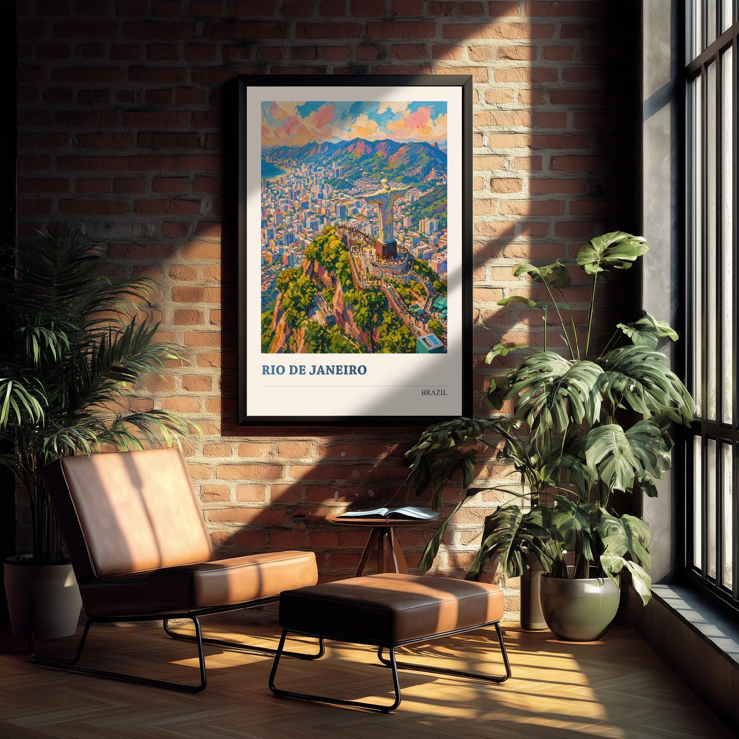 Rio de Janeiro Travel Poster - Brazil Art Print - Vibrant City Painting - Christ Redeemer View V2 1/3