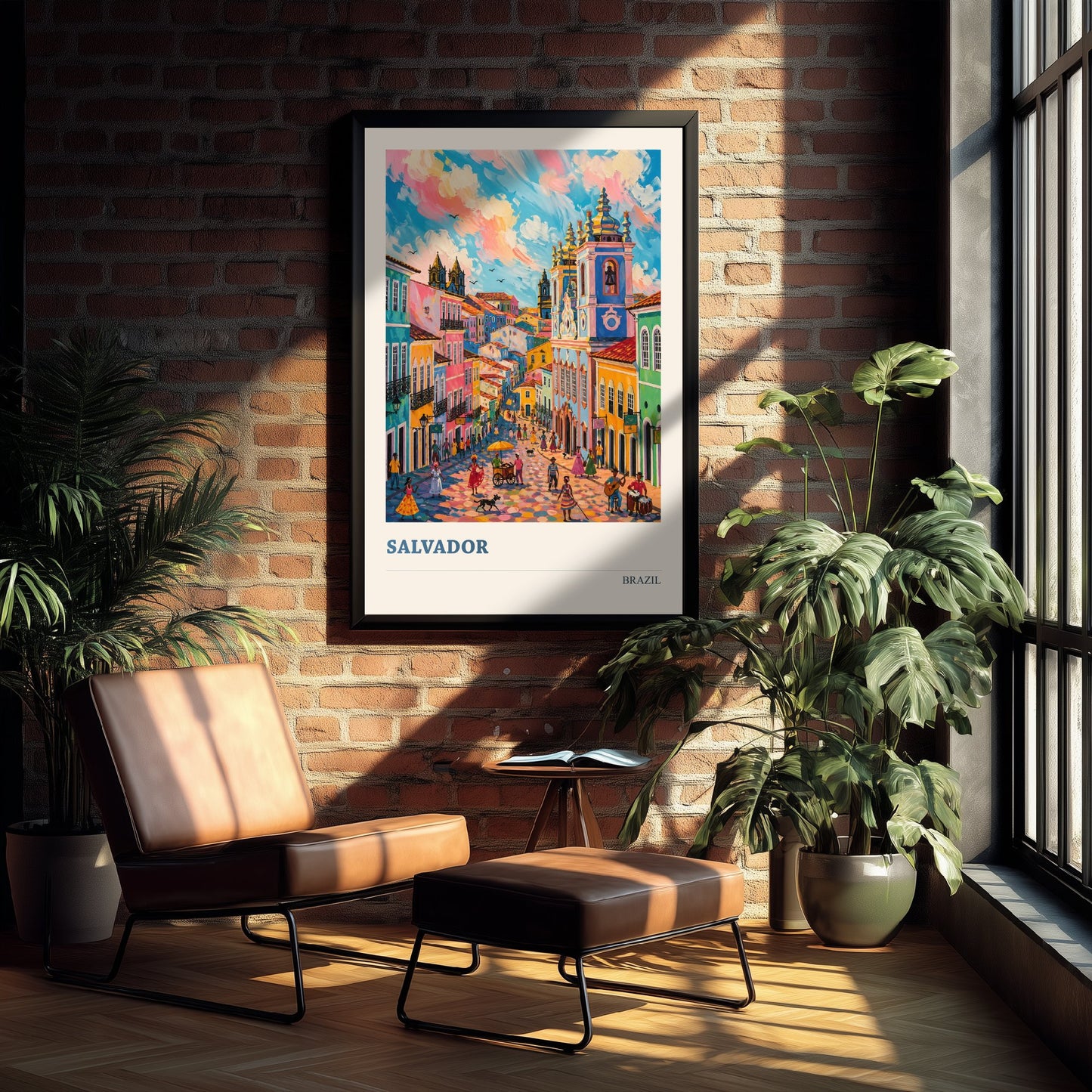 Salvador Travel Poster - Brazil Art Print - Vibrant City Painting - Pelourinho Old Town V2 2/3