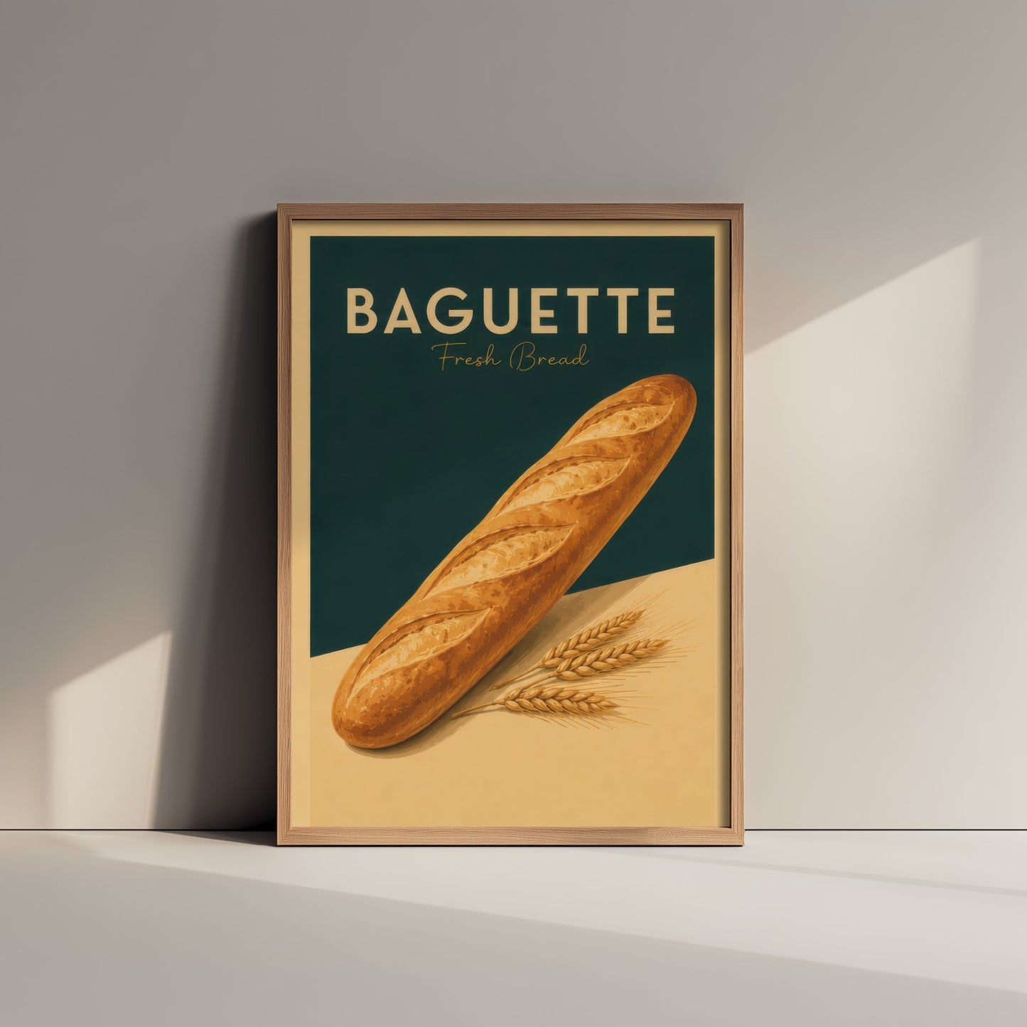 Vintage Baguette Art Print - Fresh Bread Bakery Poster - Food Illustration - French Kitchen Wall Art 1/3