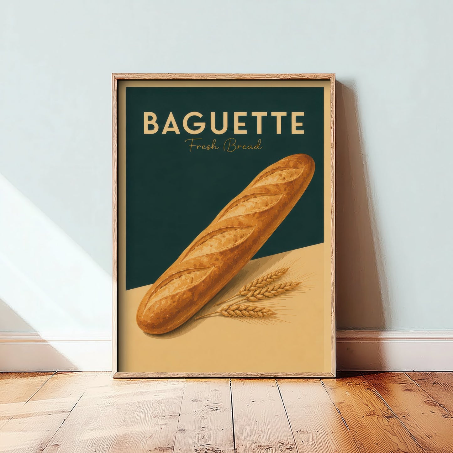Vintage Baguette Art Print - Fresh Bread Bakery Poster - Food Illustration - French Kitchen Wall Art 1/3