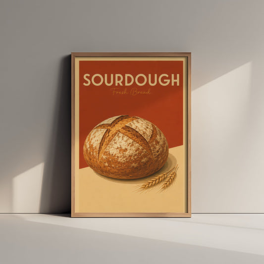 Vintage Sourdough Art Print - Fresh Bread Bakery Poster - Food Illustration - Farmhouse Kitchen Art 2/3