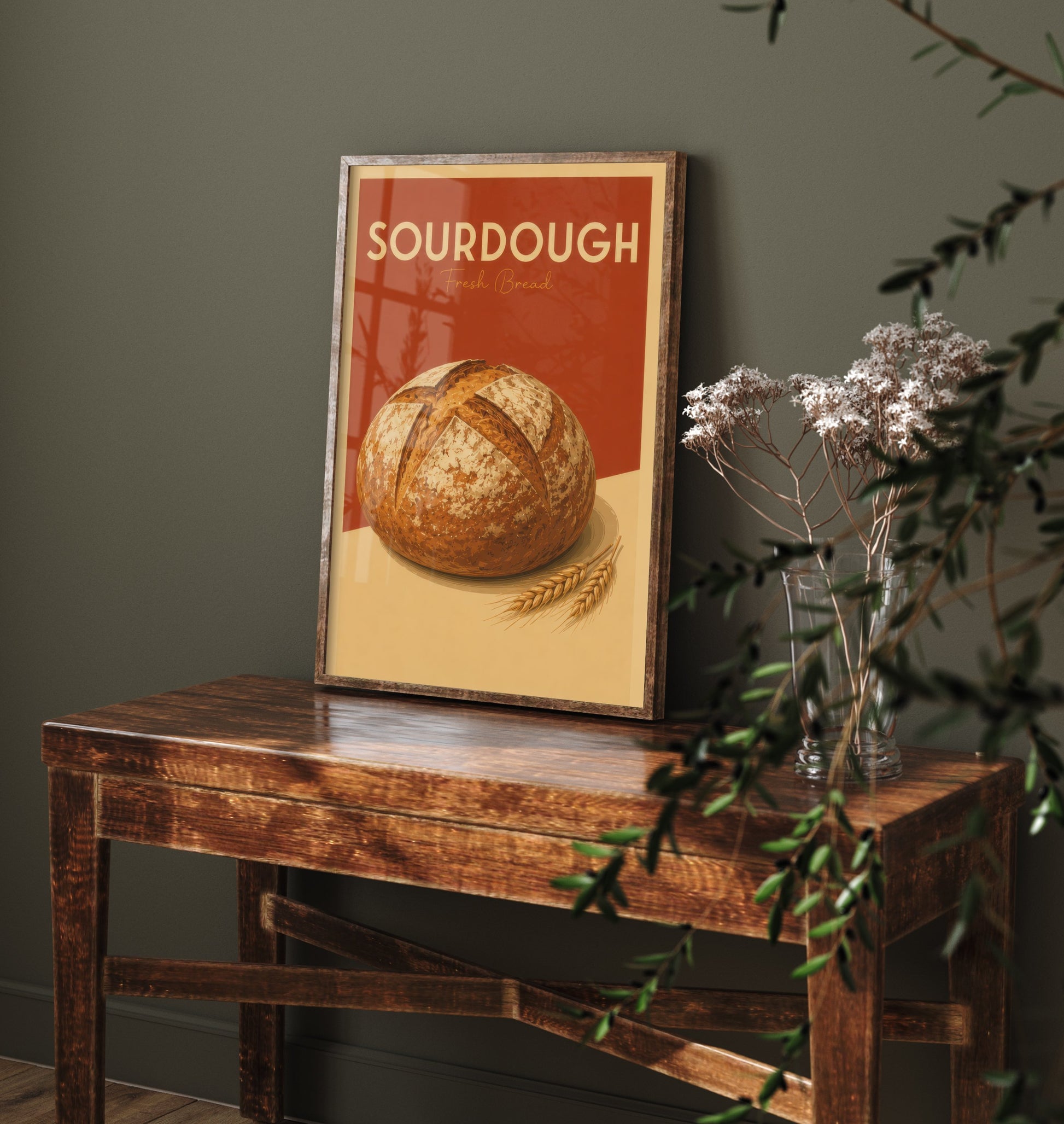 Vintage Sourdough Art Print - Fresh Bread Bakery Poster - Food Illustration - Farmhouse Kitchen Art 2/3
