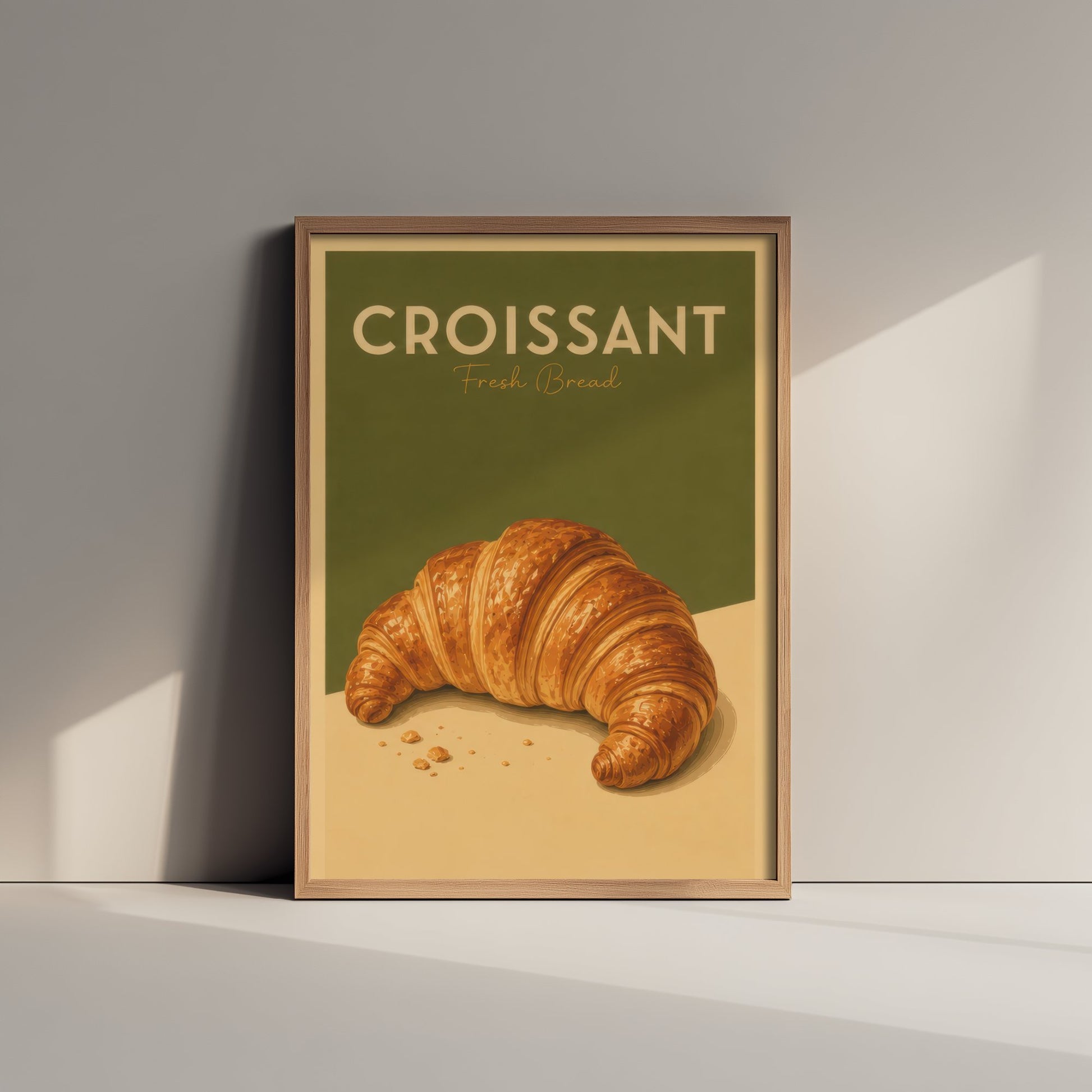 Vintage Croissant Art Print - Fresh Bread Bakery Poster - Food Illustration - French Cafe Kitchen Art 3/3