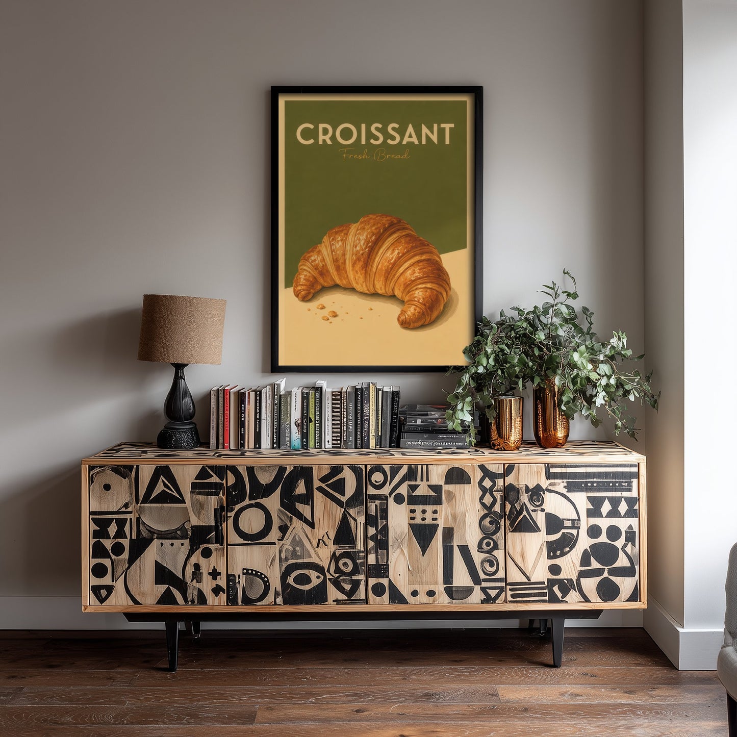Vintage Croissant Art Print - Fresh Bread Bakery Poster - Food Illustration - French Cafe Kitchen Art 3/3