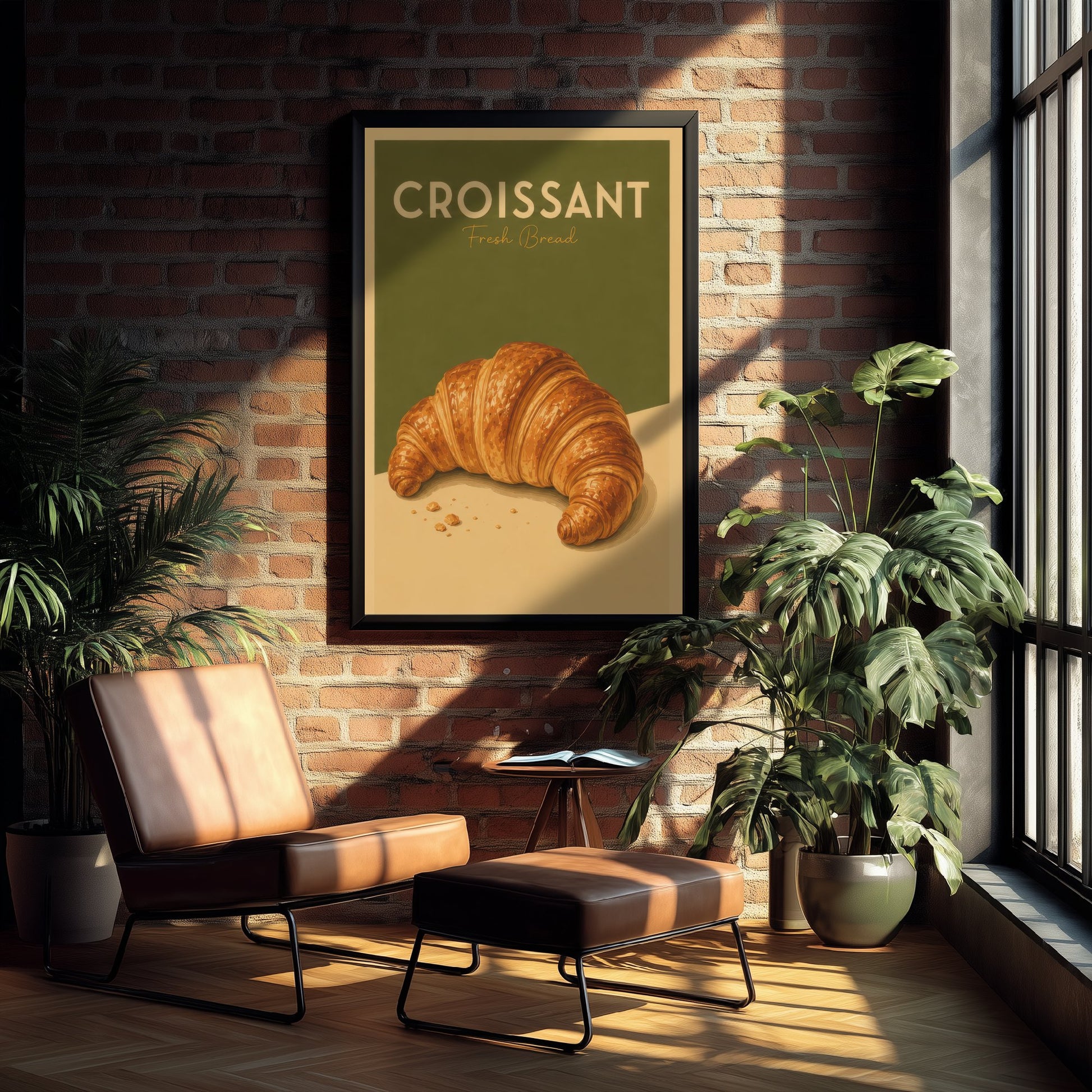 Vintage Croissant Art Print - Fresh Bread Bakery Poster - Food Illustration - French Cafe Kitchen Art 3/3