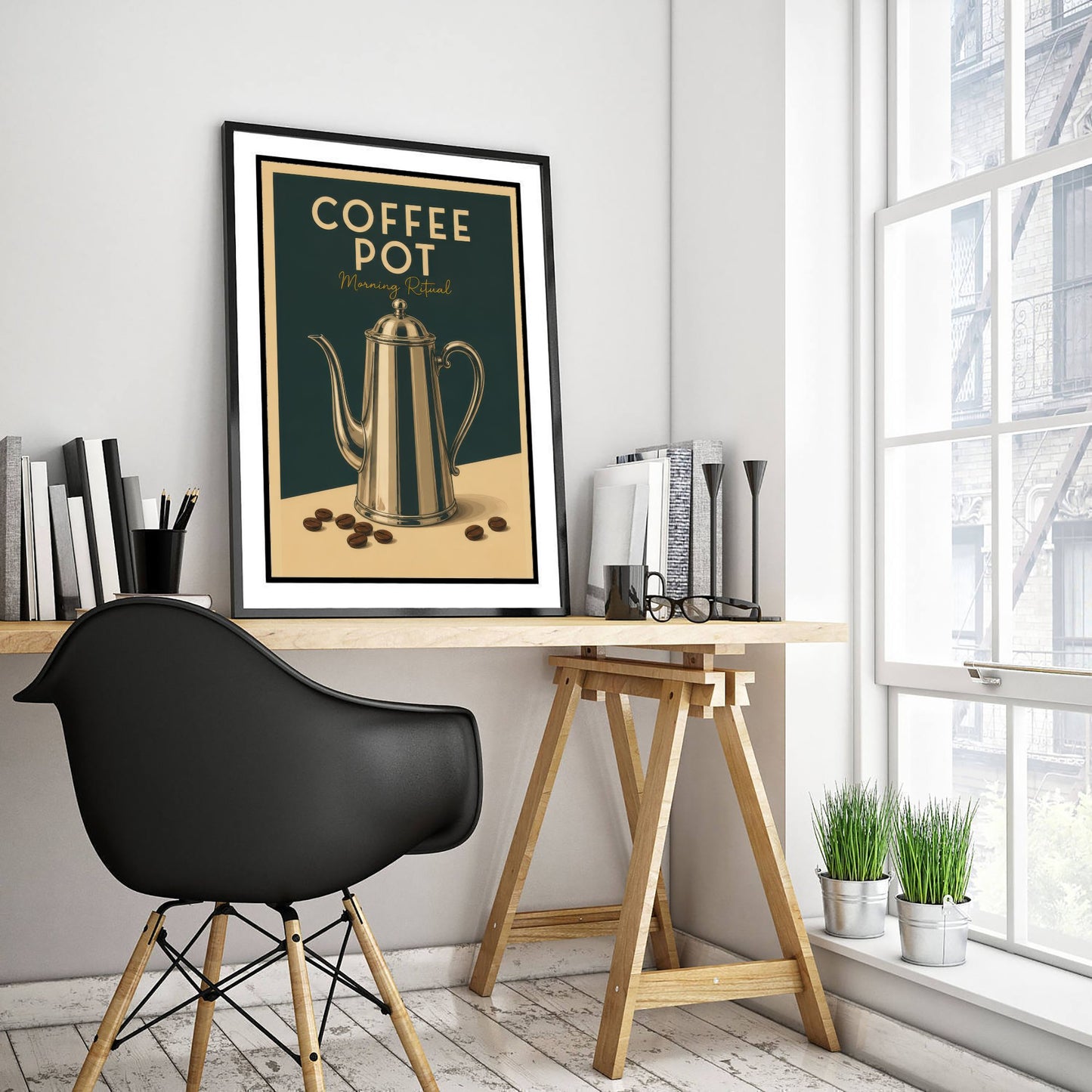 Vintage Coffee Pot Art Print - Morning Ritual Kitchen Poster - Food Illustration - Cafe Coffee Wall Art 1/3