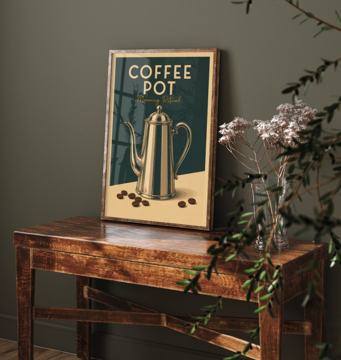 Vintage Coffee Pot Art Print - Morning Ritual Kitchen Poster - Food Illustration - Cafe Coffee Wall Art 1/3