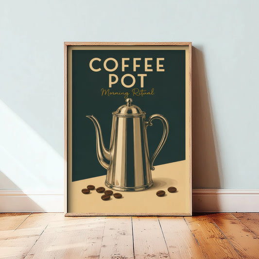 Vintage Coffee Pot Art Print - Morning Ritual Kitchen Poster - Food Illustration - Cafe Coffee Wall Art 1/3