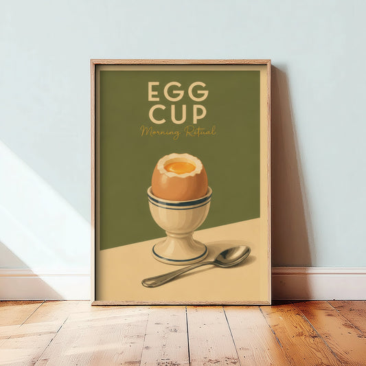 Vintage Egg Cup Art Print - Morning Ritual Kitchen Poster - Food Illustration - Breakfast Wall Art 3/3