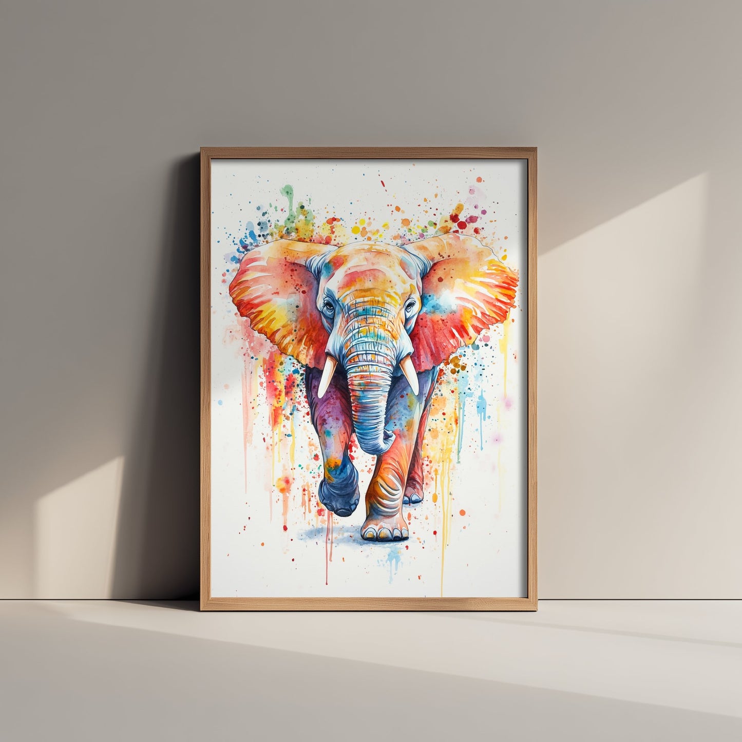 Elephant Watercolour Art Print - Colourful Safari Animal Painting - Rainbow Nursery Wall Art - Kids Room Poster 2/3
