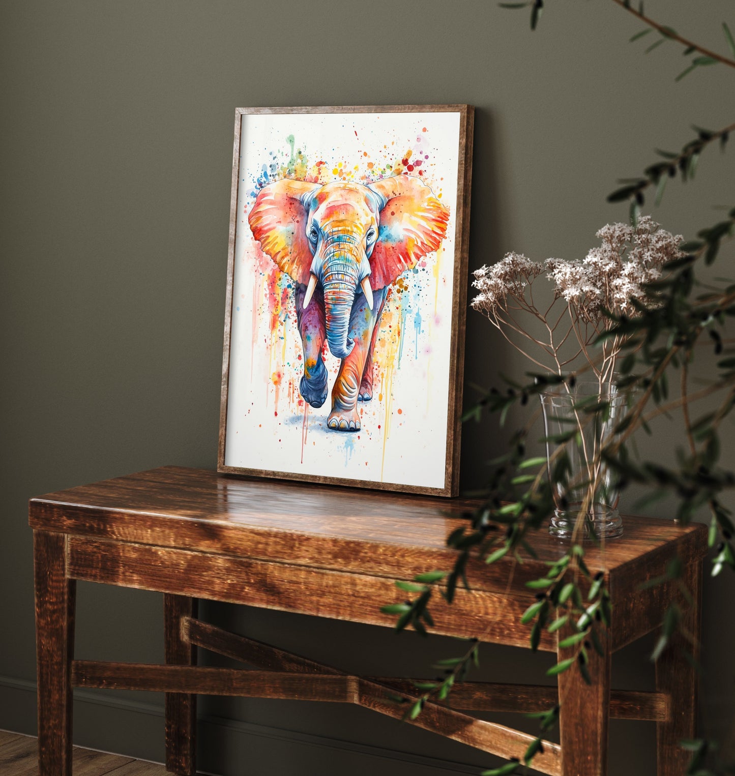Elephant Watercolour Art Print - Colourful Safari Animal Painting - Rainbow Nursery Wall Art - Kids Room Poster 2/3