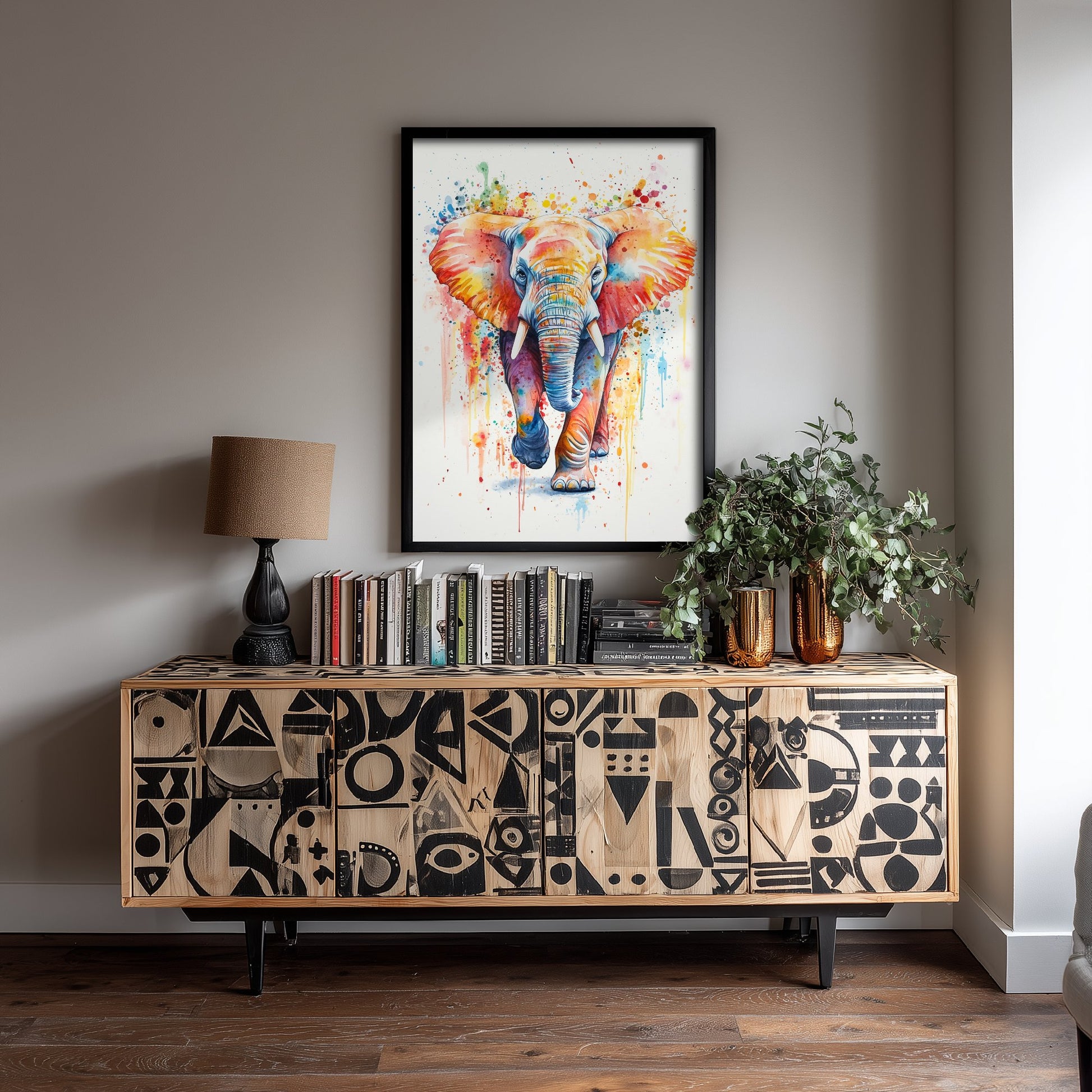 Elephant Watercolour Art Print - Colourful Safari Animal Painting - Rainbow Nursery Wall Art - Kids Room Poster 2/3