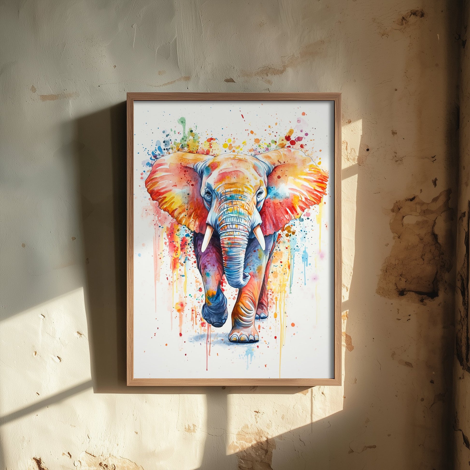 Elephant Watercolour Art Print - Colourful Safari Animal Painting - Rainbow Nursery Wall Art - Kids Room Poster 2/3