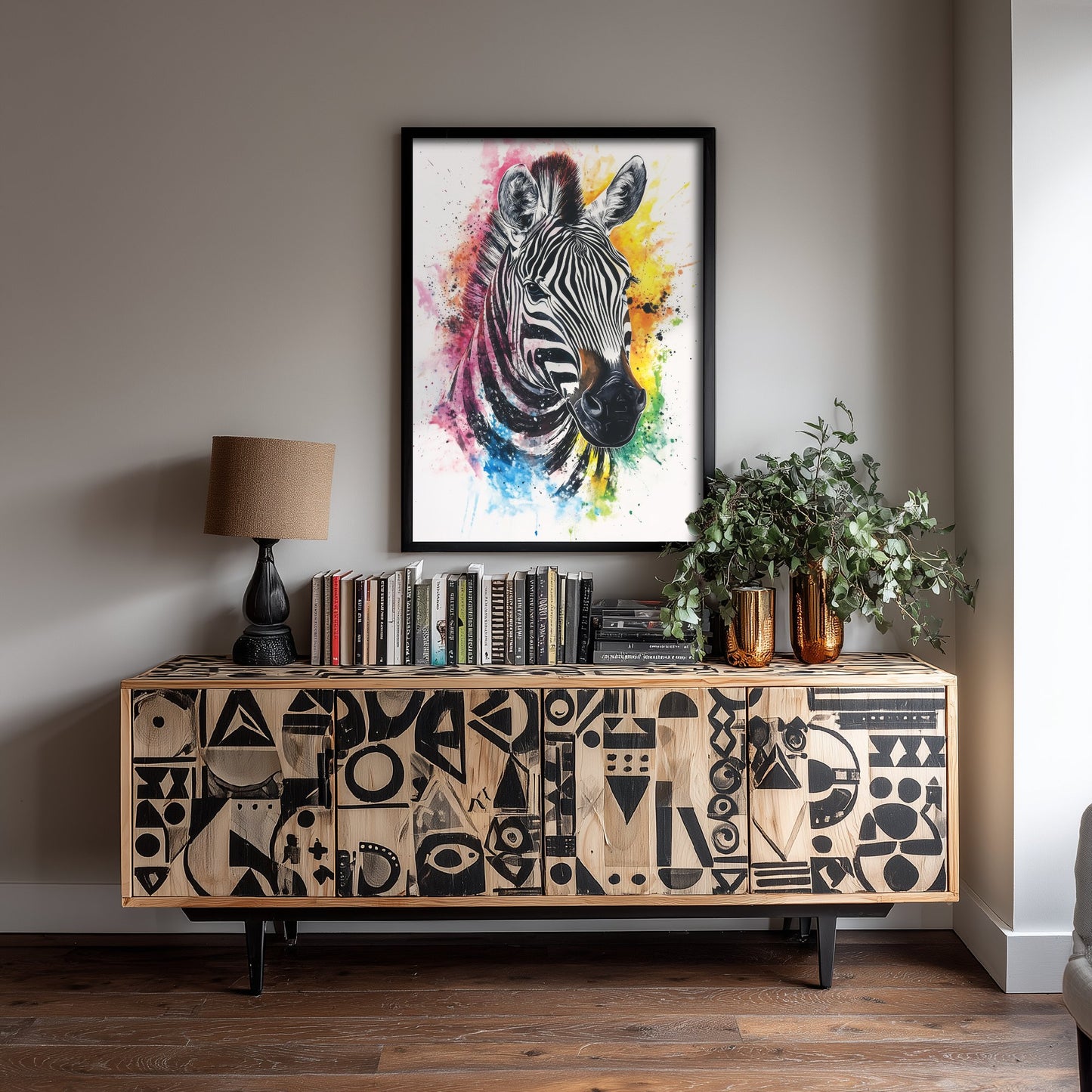 Zebra Watercolour Art Print - Colourful Safari Animal Painting - Rainbow Nursery Wall Art - Kids Room Poster 3/3