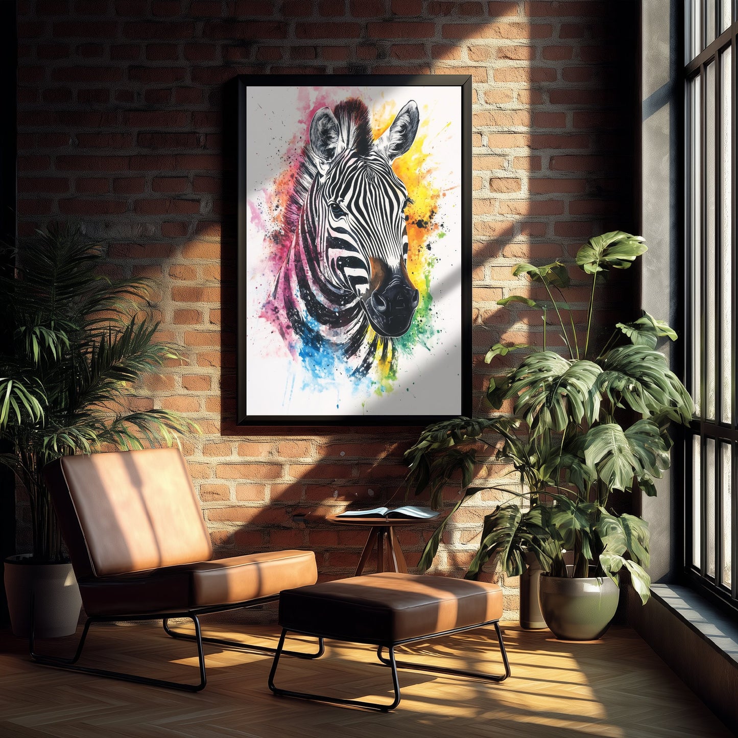 Zebra Watercolour Art Print - Colourful Safari Animal Painting - Rainbow Nursery Wall Art - Kids Room Poster 3/3