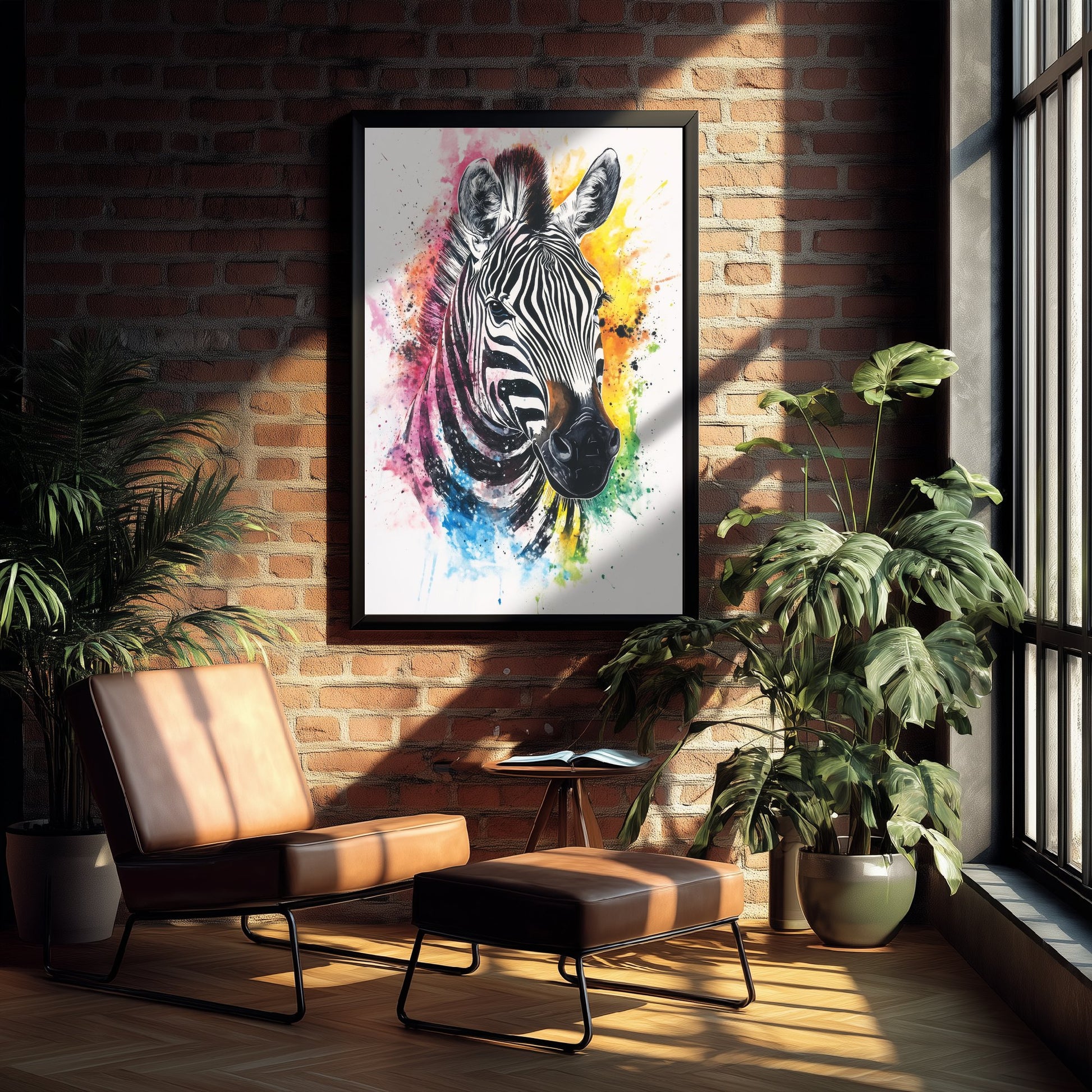 Zebra Watercolour Art Print - Colourful Safari Animal Painting - Rainbow Nursery Wall Art - Kids Room Poster 3/3