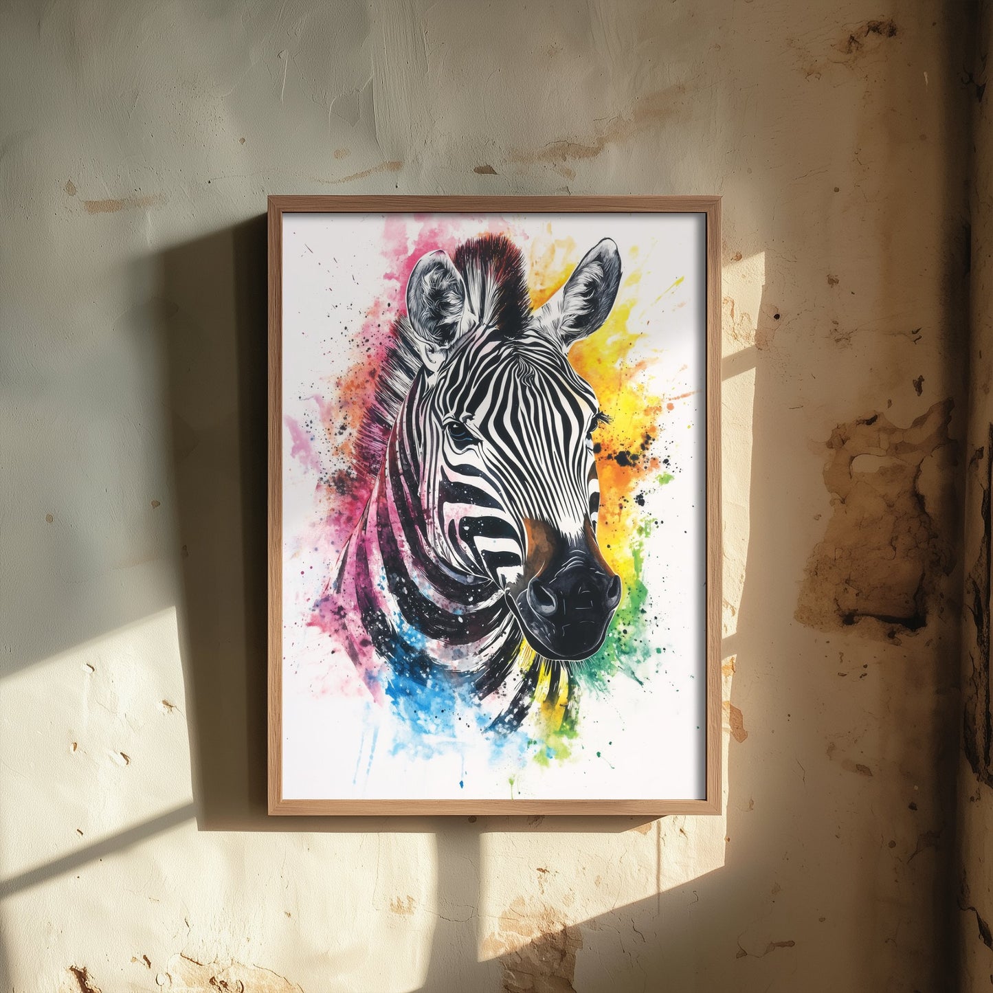 Zebra Watercolour Art Print - Colourful Safari Animal Painting - Rainbow Nursery Wall Art - Kids Room Poster 3/3