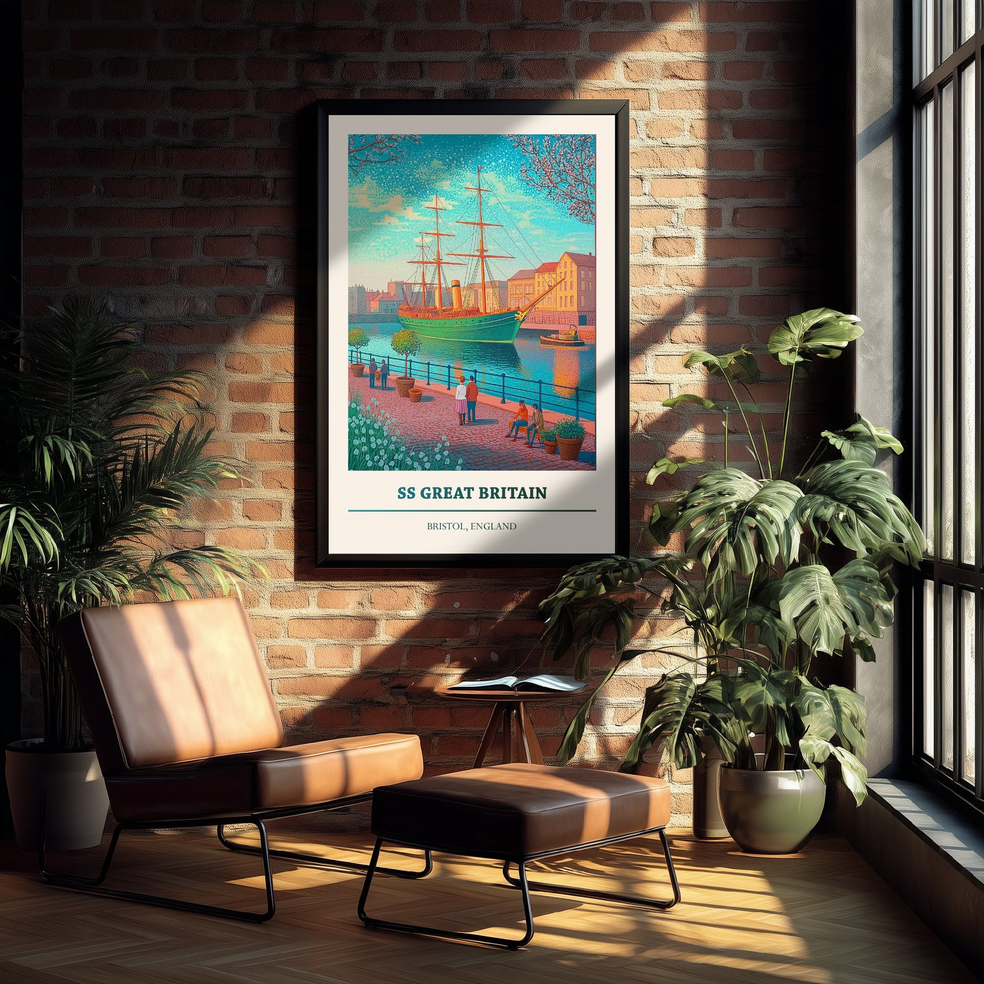 SS Great Britain Travel Poster - Bristol England Art Print - Pointillist Painting - Historic Brunel Ship 2/3