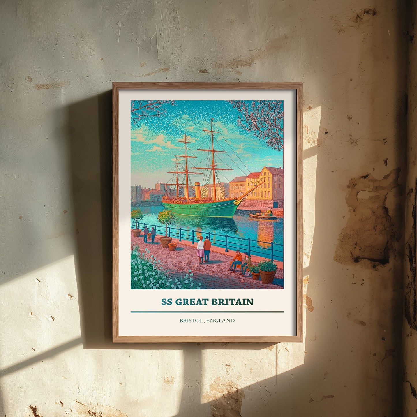 SS Great Britain Travel Poster - Bristol England Art Print - Pointillist Painting - Historic Brunel Ship 2/3