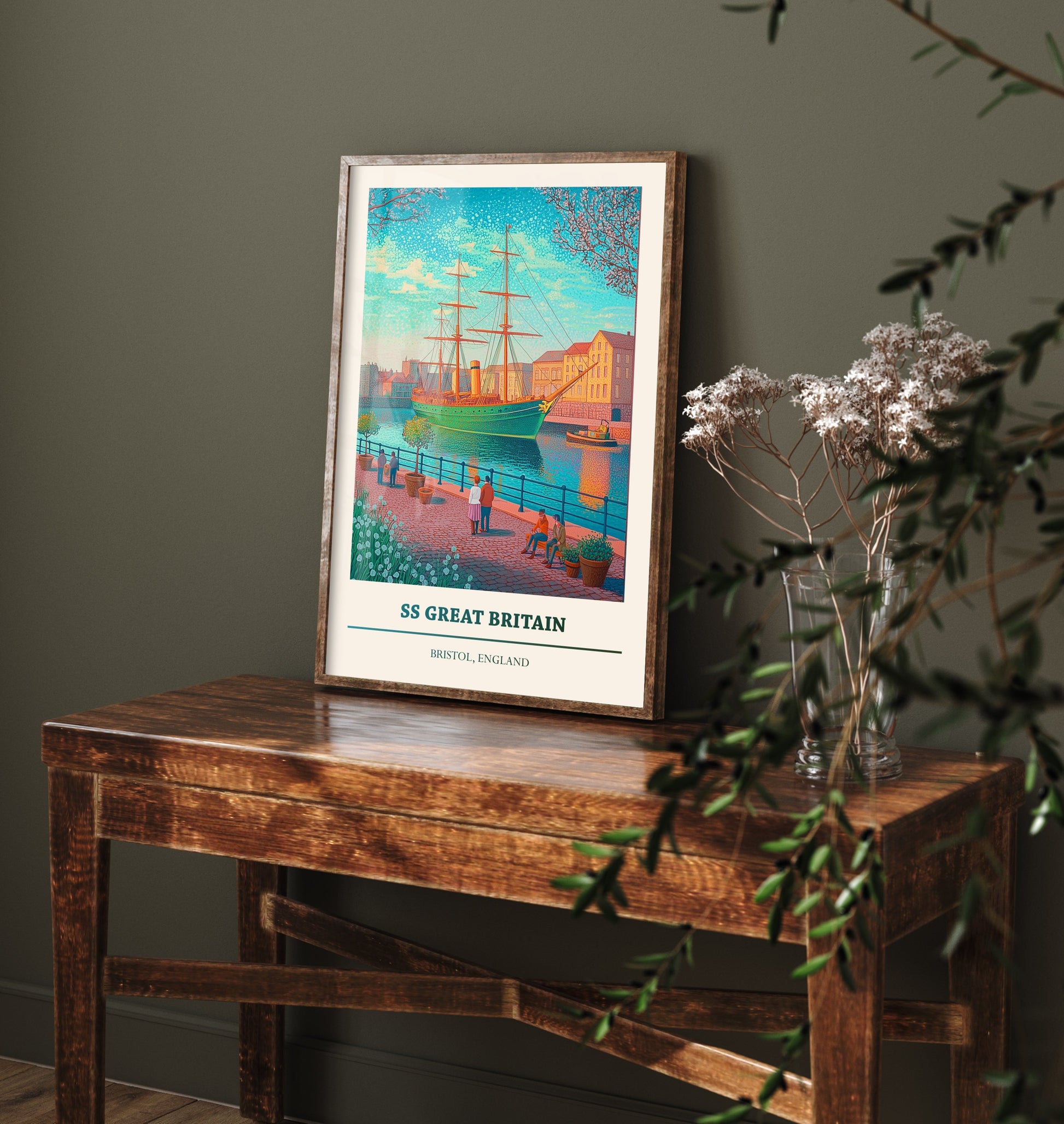 SS Great Britain Travel Poster - Bristol England Art Print - Pointillist Painting - Historic Brunel Ship 2/3