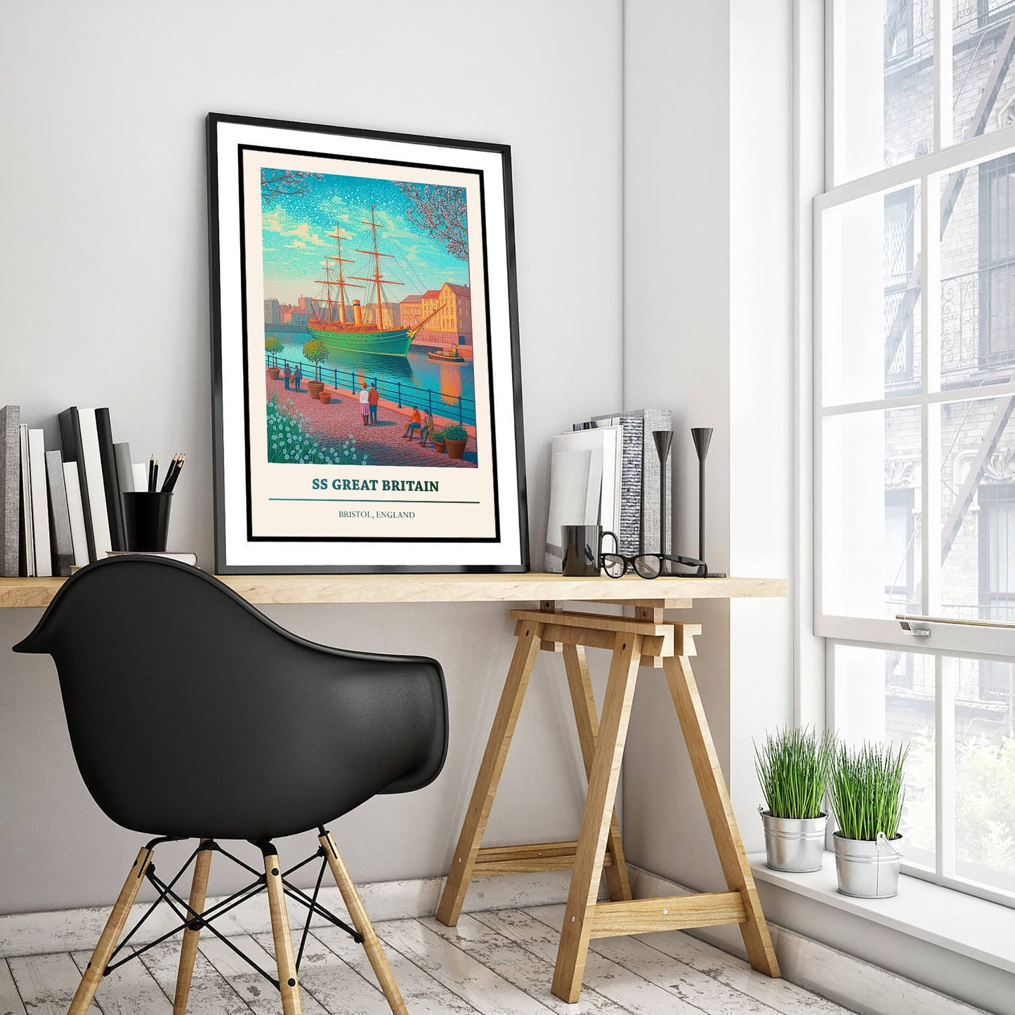 SS Great Britain Travel Poster - Bristol England Art Print - Pointillist Painting - Historic Brunel Ship 2/3
