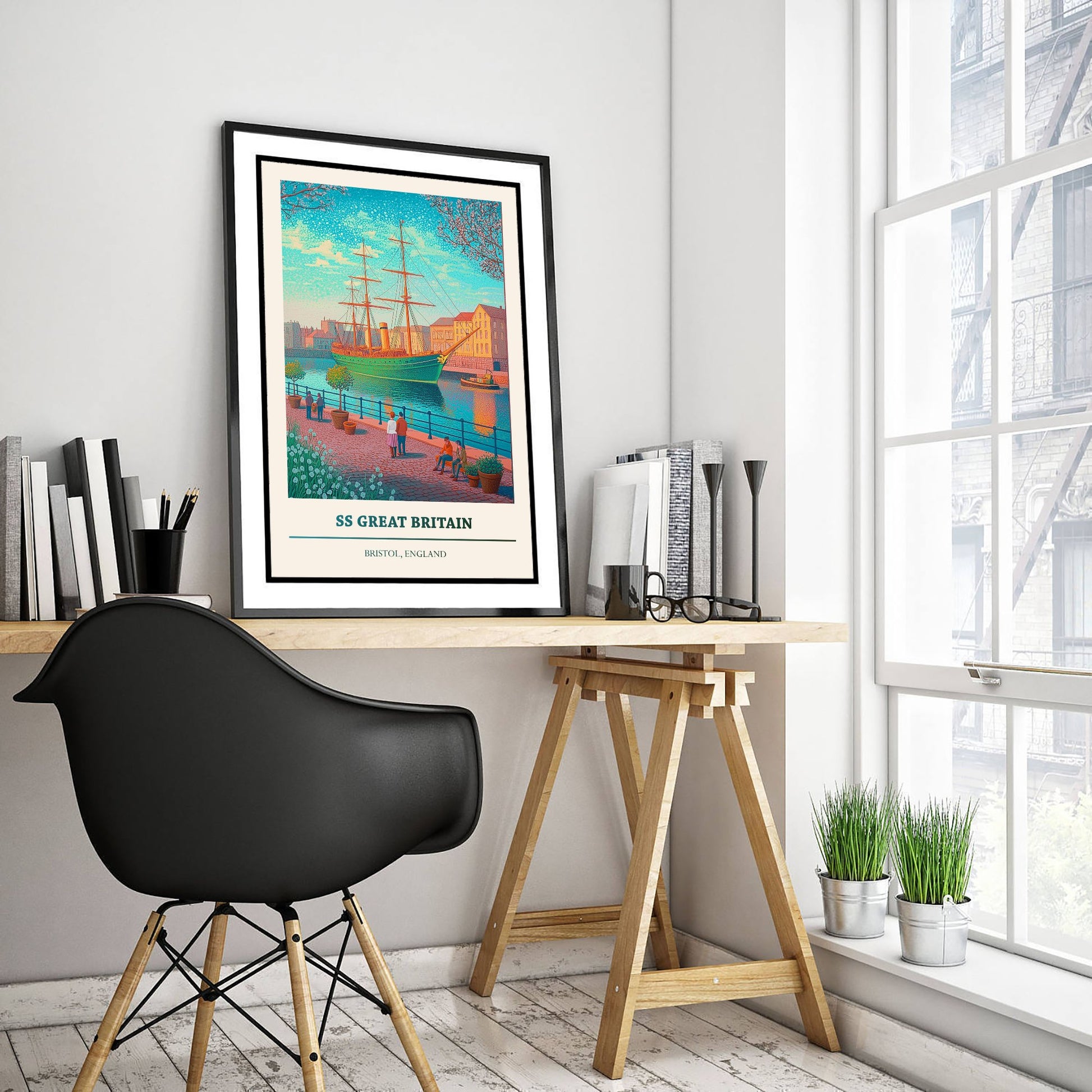 SS Great Britain Travel Poster - Bristol England Art Print - Pointillist Painting - Historic Brunel Ship 2/3