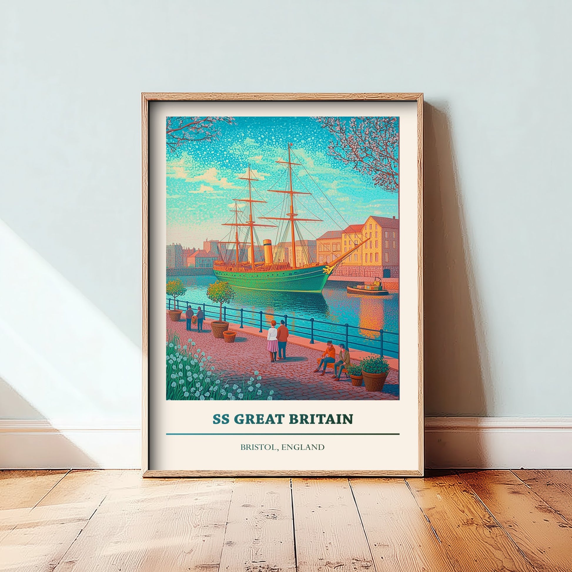 SS Great Britain Travel Poster - Bristol England Art Print - Pointillist Painting - Historic Brunel Ship 2/3