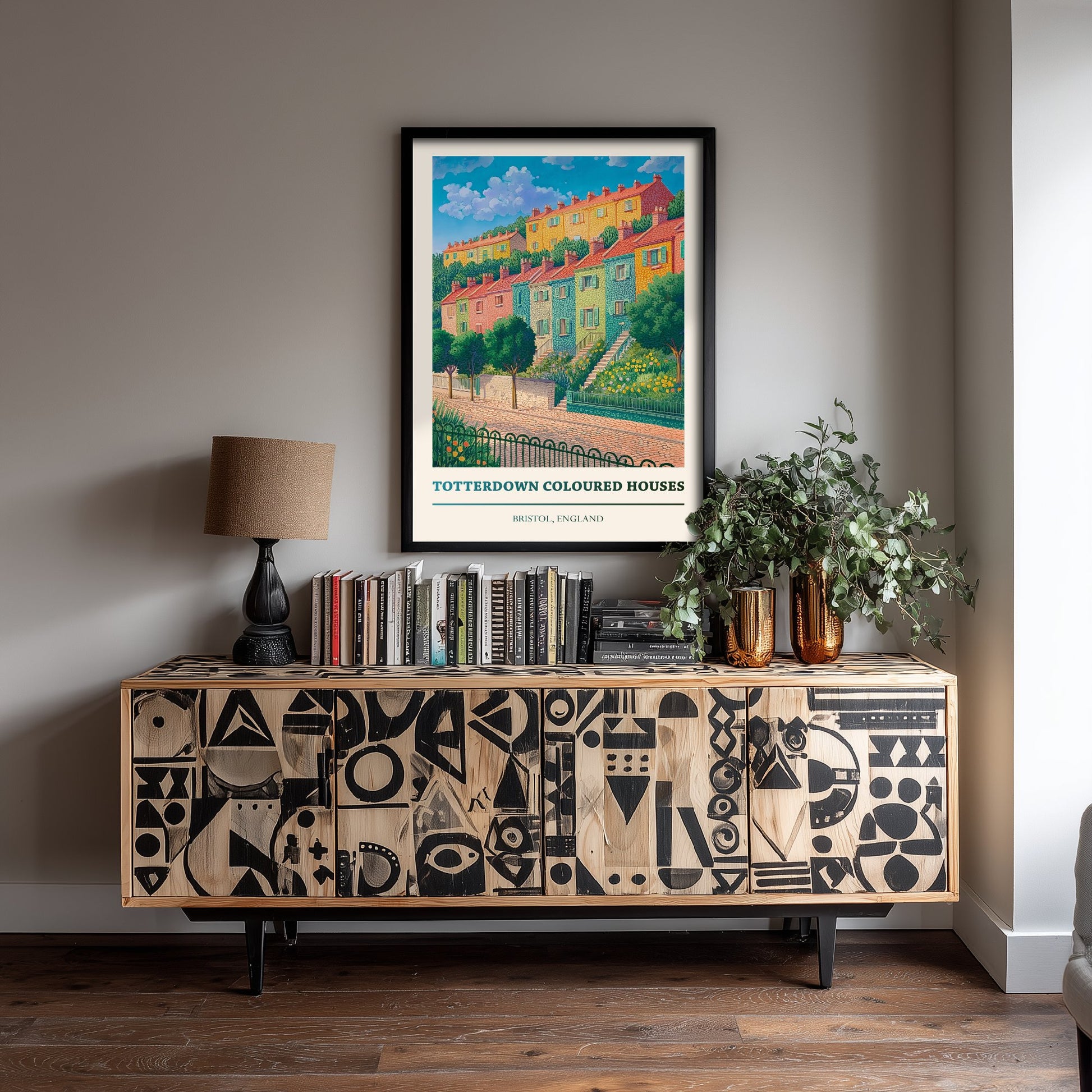 Totterdown Travel Poster - Bristol England Art Print - Pointillist Painting - Colourful Houses View 3/3