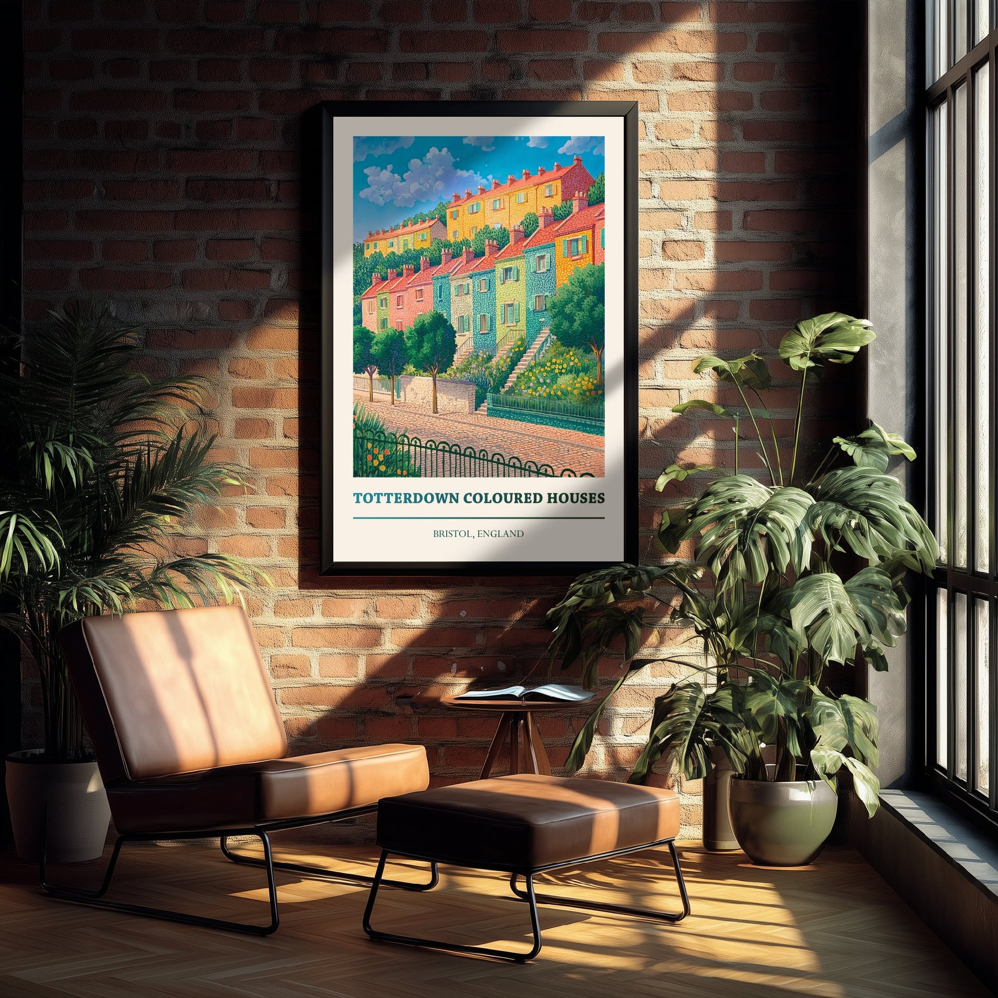 Totterdown Travel Poster - Bristol England Art Print - Pointillist Painting - Colourful Houses View 3/3
