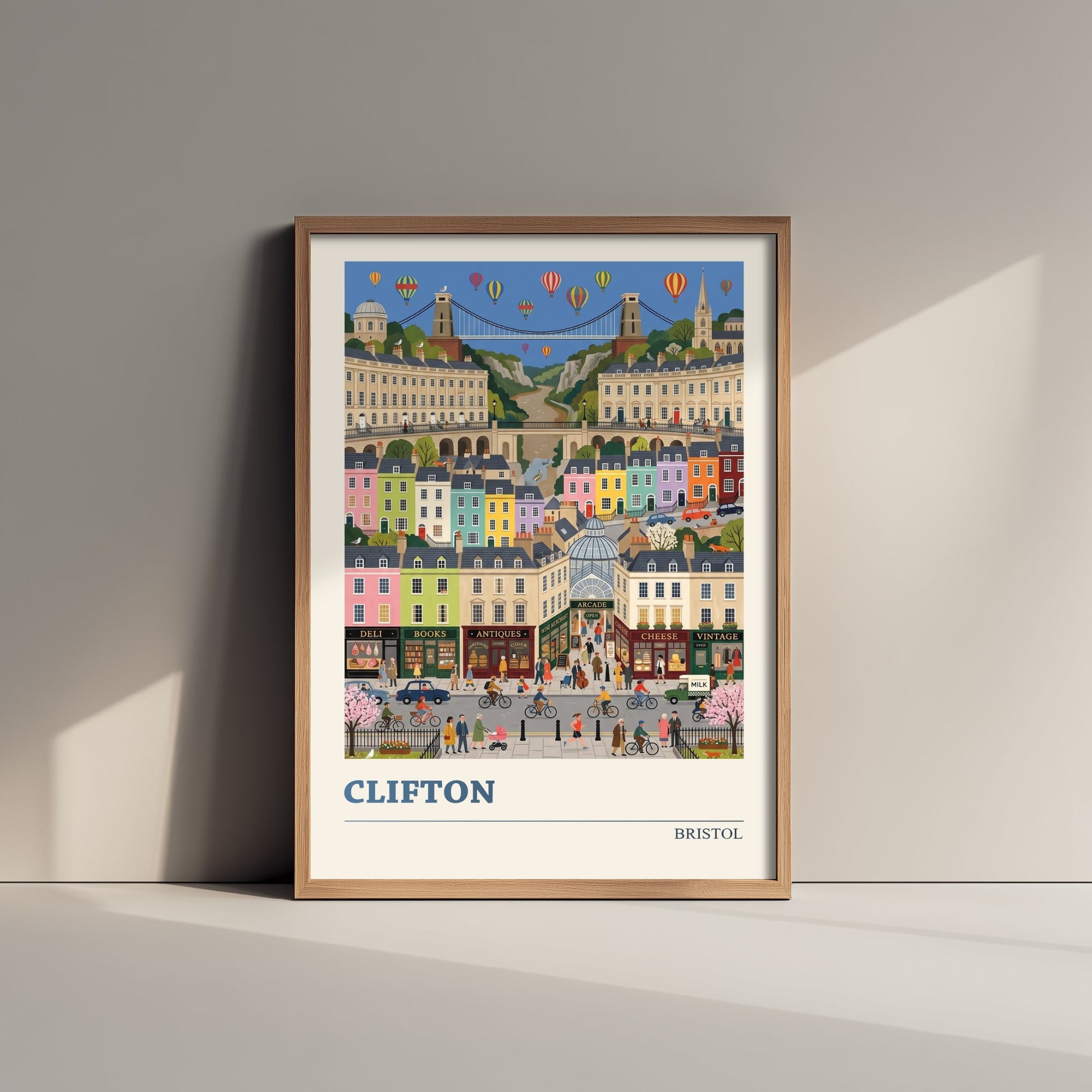 Clifton Bristol Travel Poster - Suspension Bridge and Avon Gorge Folk Art Print - Georgian Village Illustration 3/3