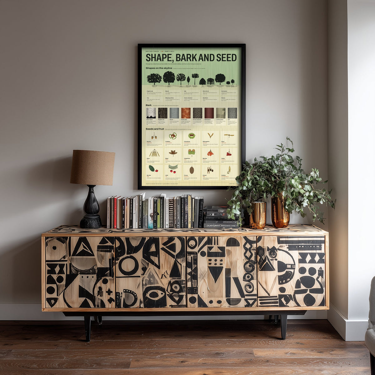 British Trees Art Print - Tree Shape, Bark and Seed Identification Poster - Educational Illustration - Nature Study Gift 2/3