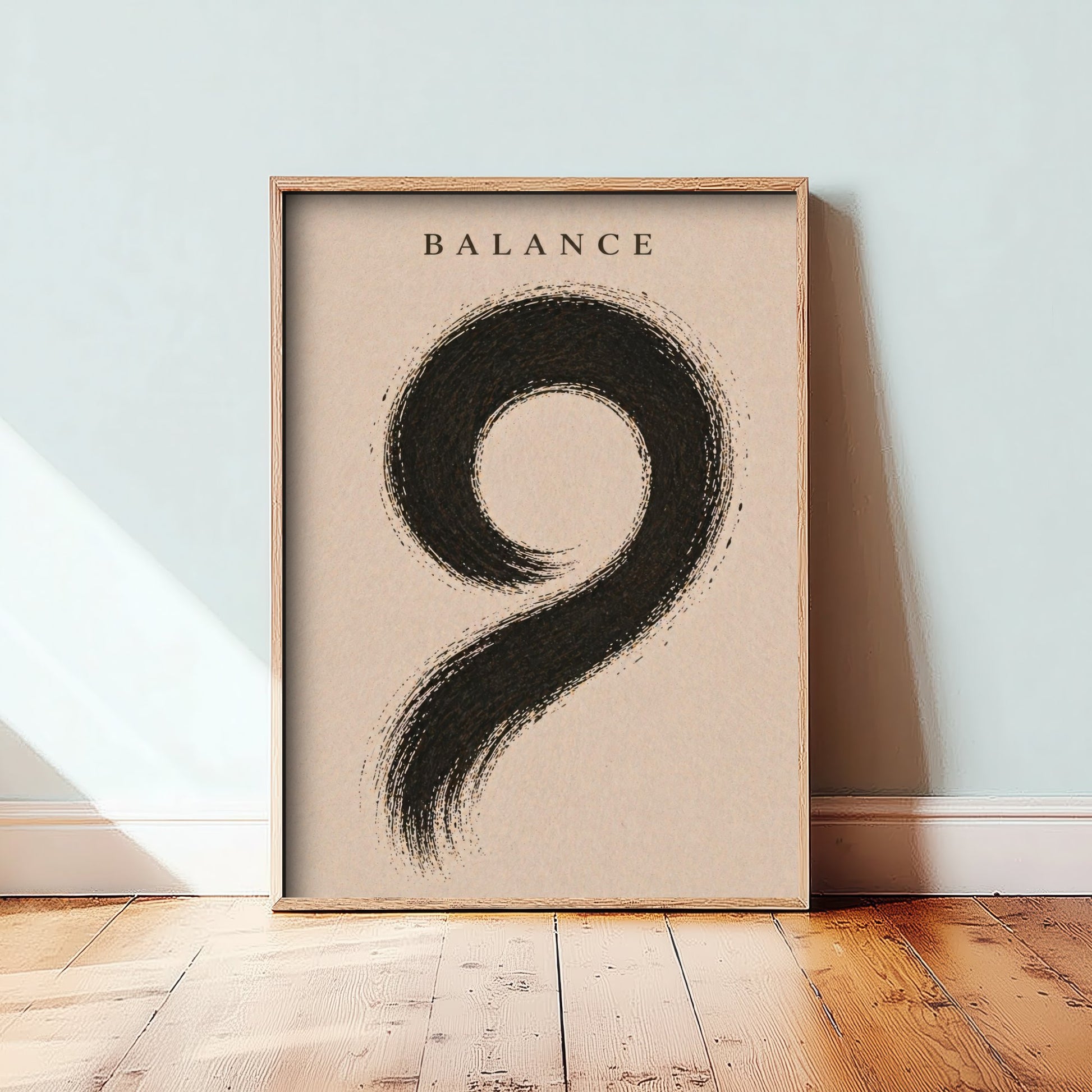 Balance Zen Art Print - Minimalist Ink Brush Stroke Poster - Black Calligraphy Painting - Mindful Wall Art 1/3