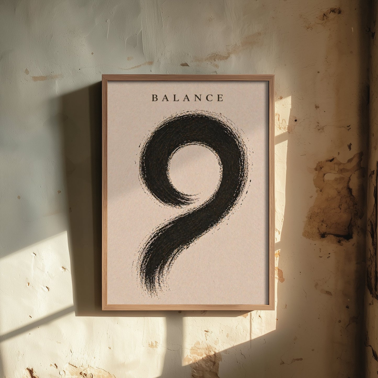 Balance Zen Art Print - Minimalist Ink Brush Stroke Poster - Black Calligraphy Painting - Mindful Wall Art 1/3
