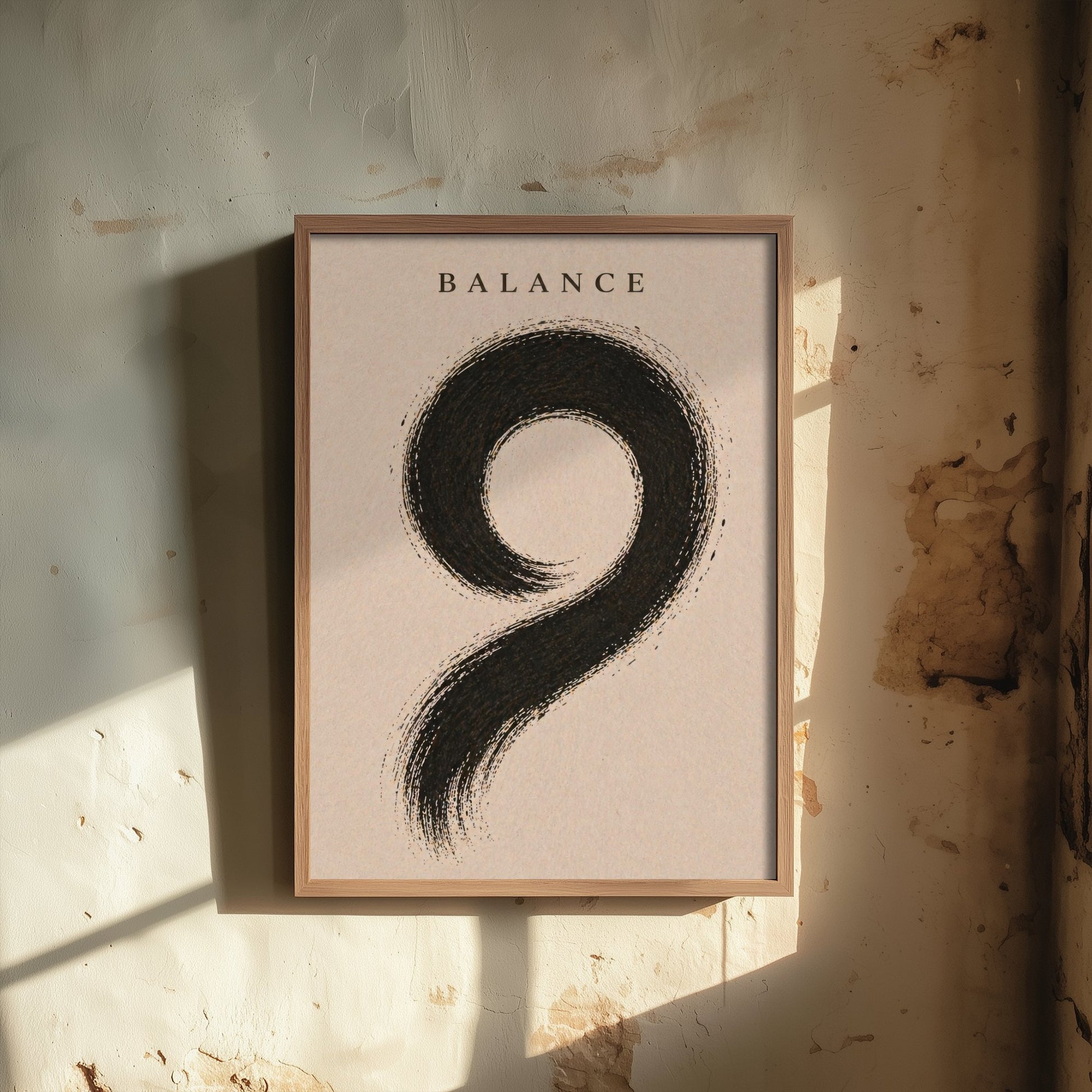 Balance Zen Art Print - Minimalist Ink Brush Stroke Poster - Black Calligraphy Painting - Mindful Wall Art 1/3